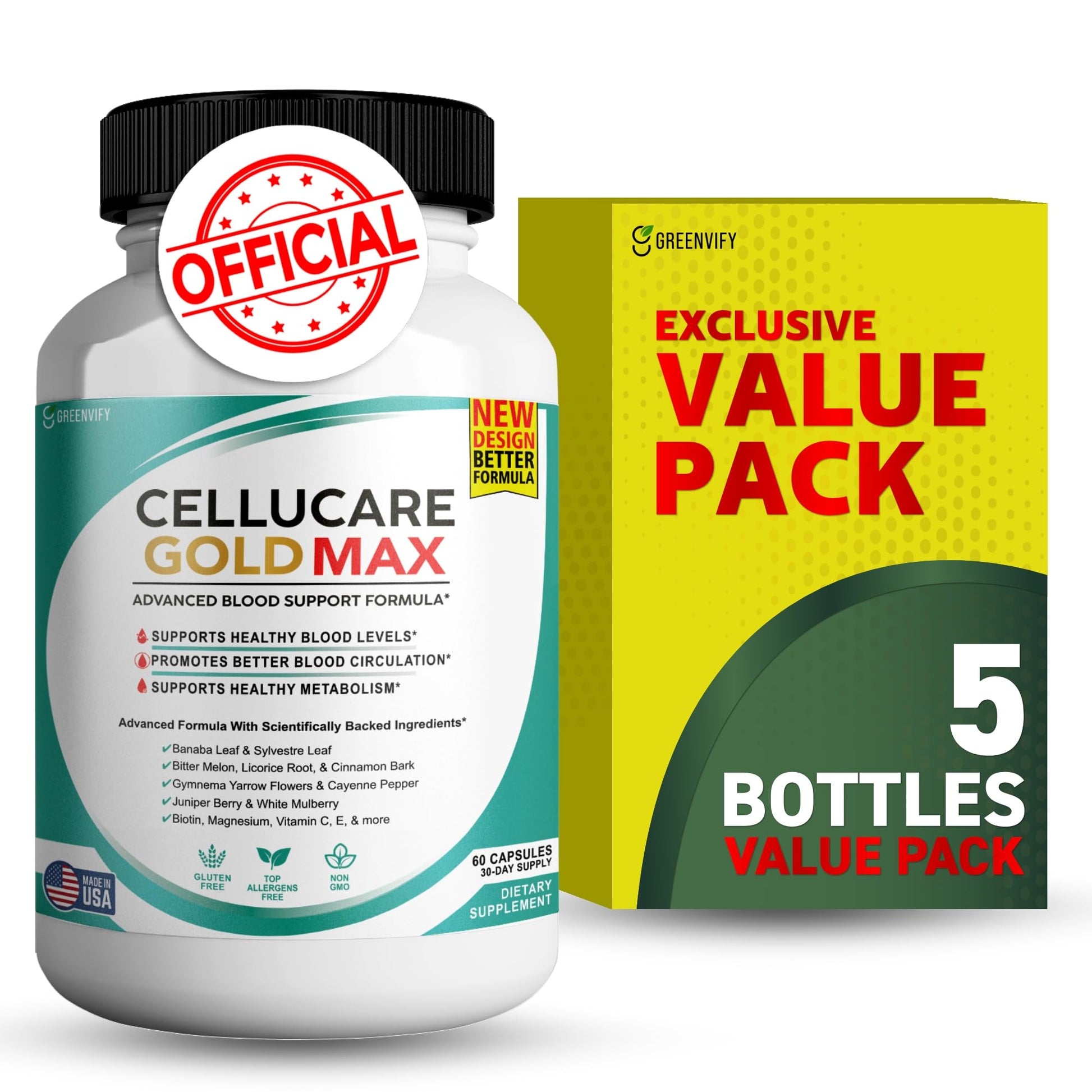 Cellucare Gold Max Advanced Blood Support Formula Capsules, 300 Count