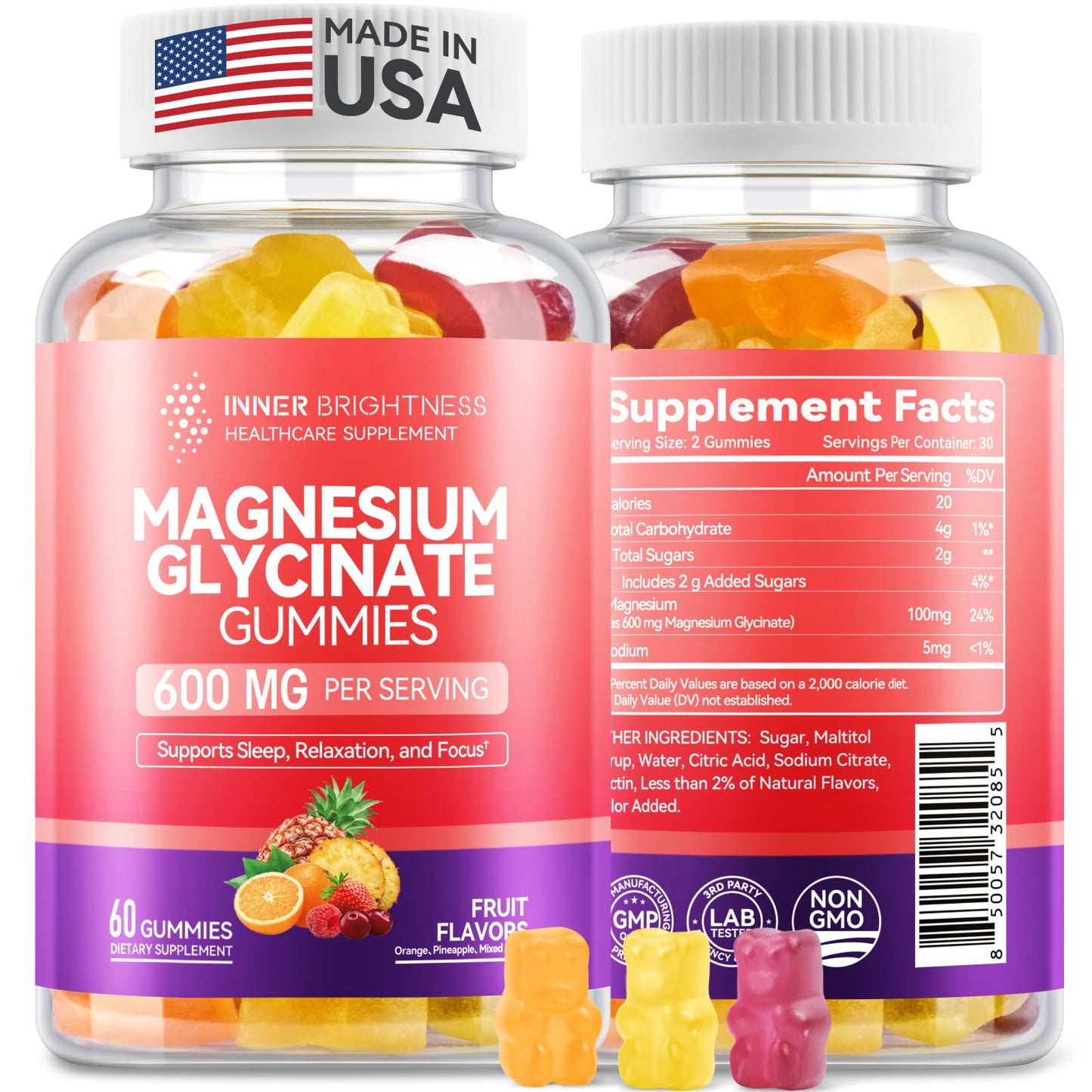 Inner Brightness Magnesium Glycinate Gummy, 60 Count