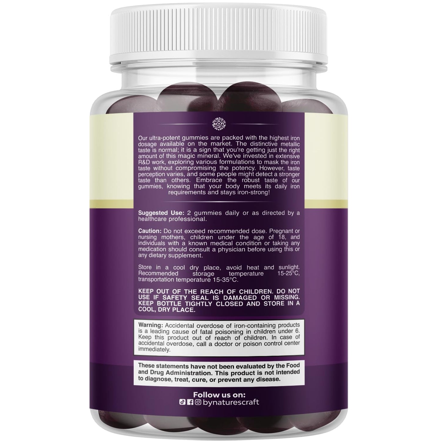 Natures Craft Extra Strength Iron Gummies 90 Count