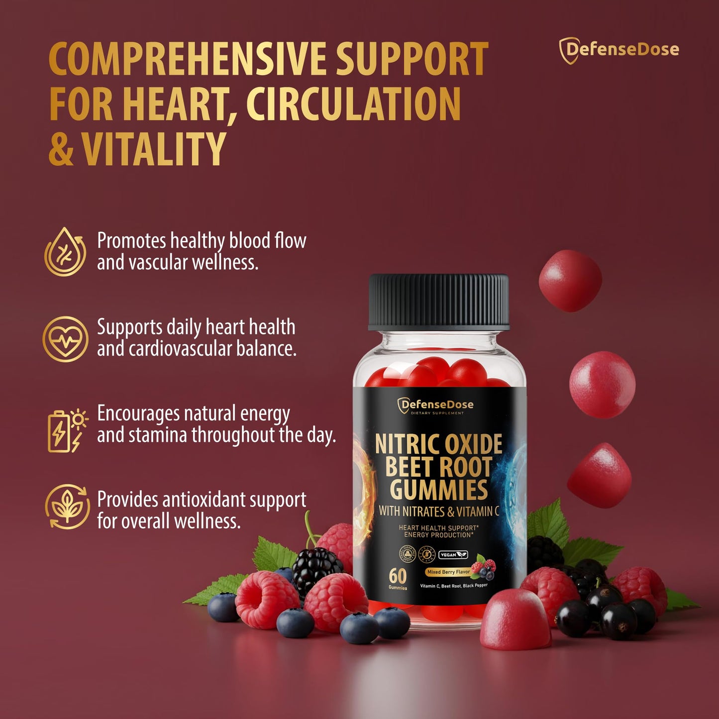Defense Dose Beet Root Gummies 60 Count