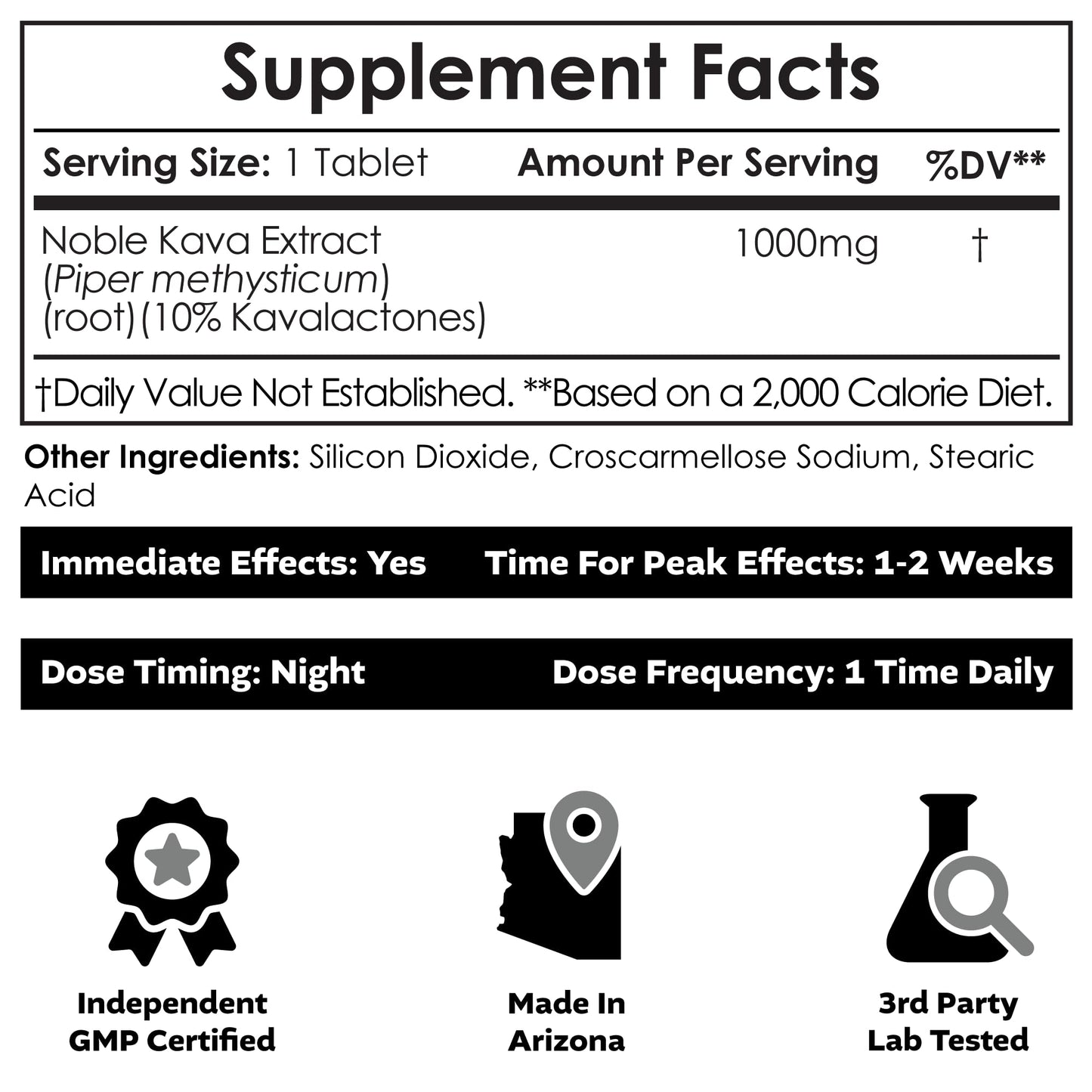 Nootropics Depot Noble Kava Tablets 1000mg, 30 Count