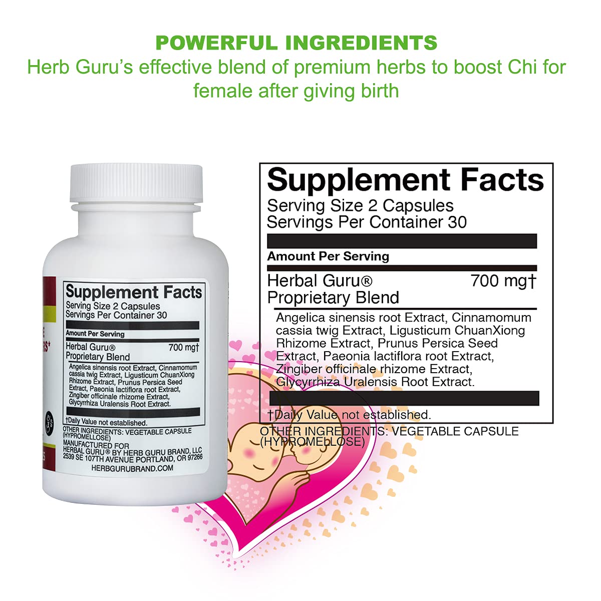 Herb Guru Chi Balance Herbal Supplement for New Mothers Capsules 1 Count
