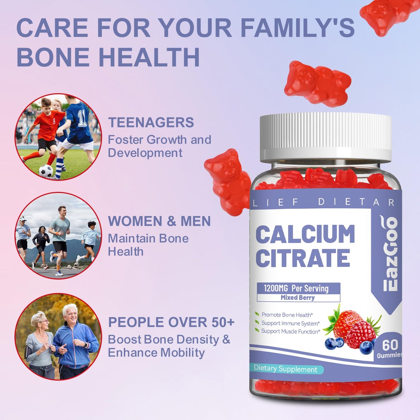 EAZGOO Calcium Citrate Gummies 60 Count