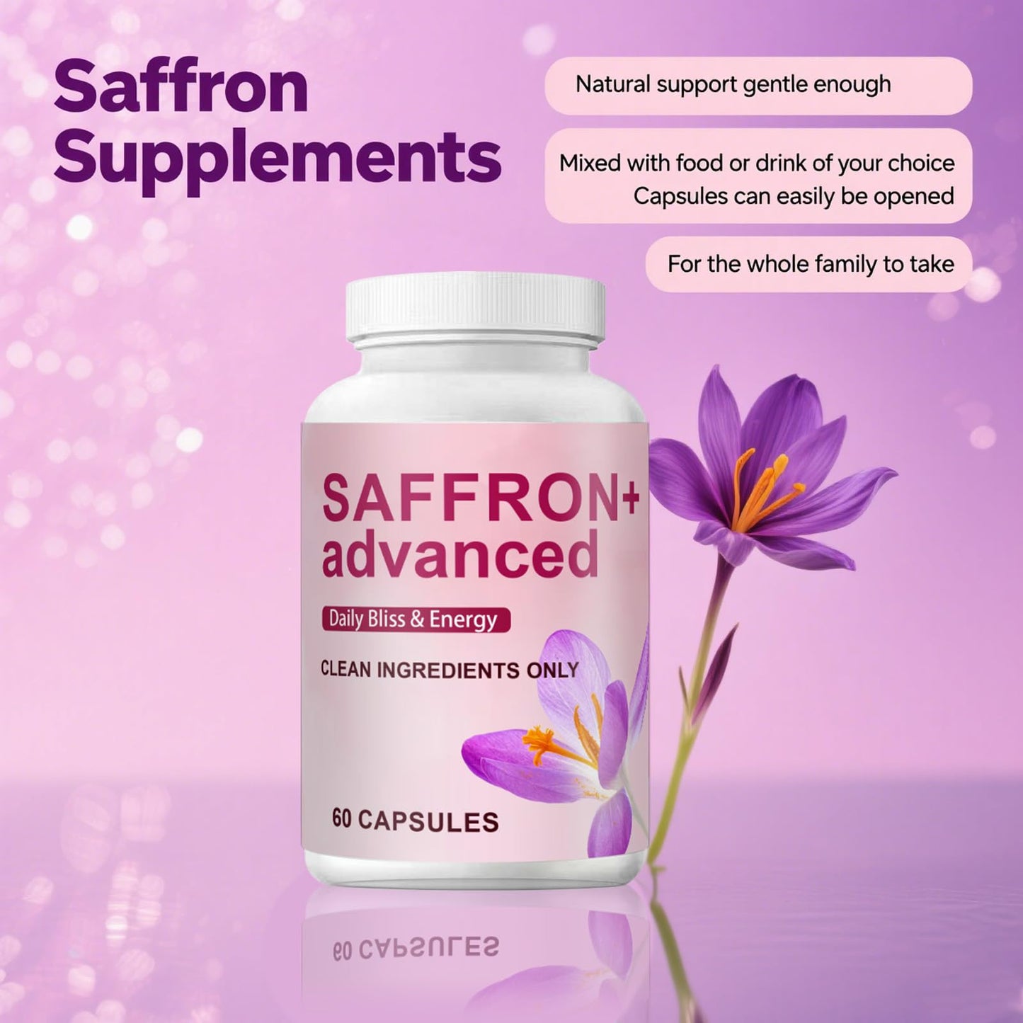 COLEPSW Saffro Supplements 10-in-1 with Saffron Extract, Vitamin C, Magnesium, Turmeric, & KSM-66 Ashwagandha Capsules, 60 Count