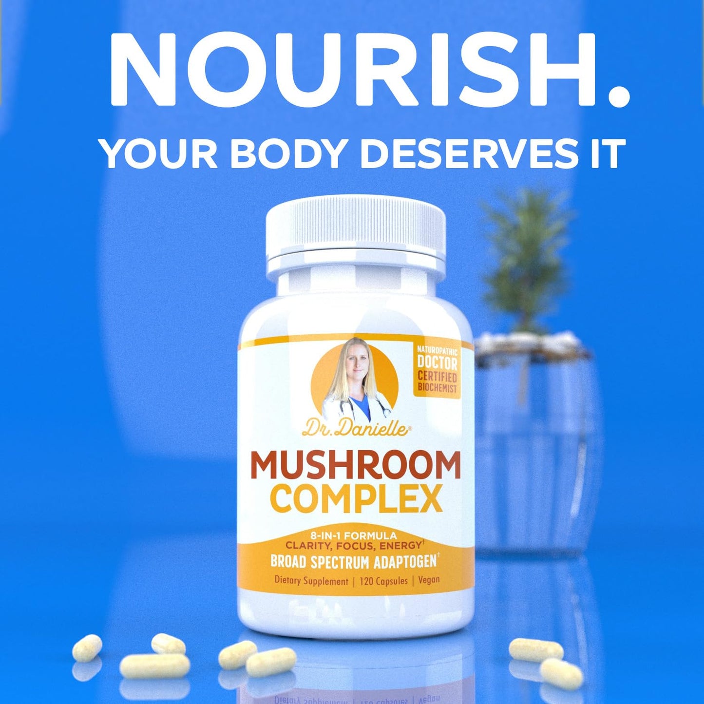 Doctor Danielle Organic Mushroom Complex Supplement Capsule, 120 Count