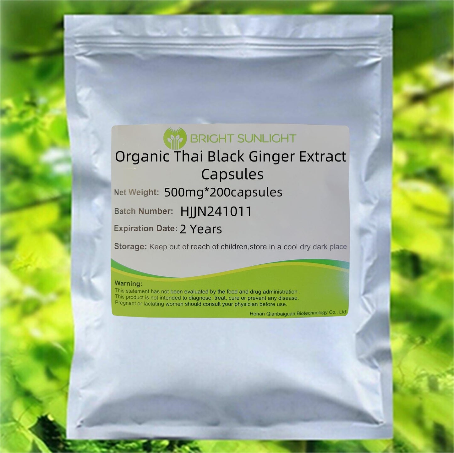 Bright sunlight Organic Thai Black Ginger Extract 500mg Capsules, 200 Capsules