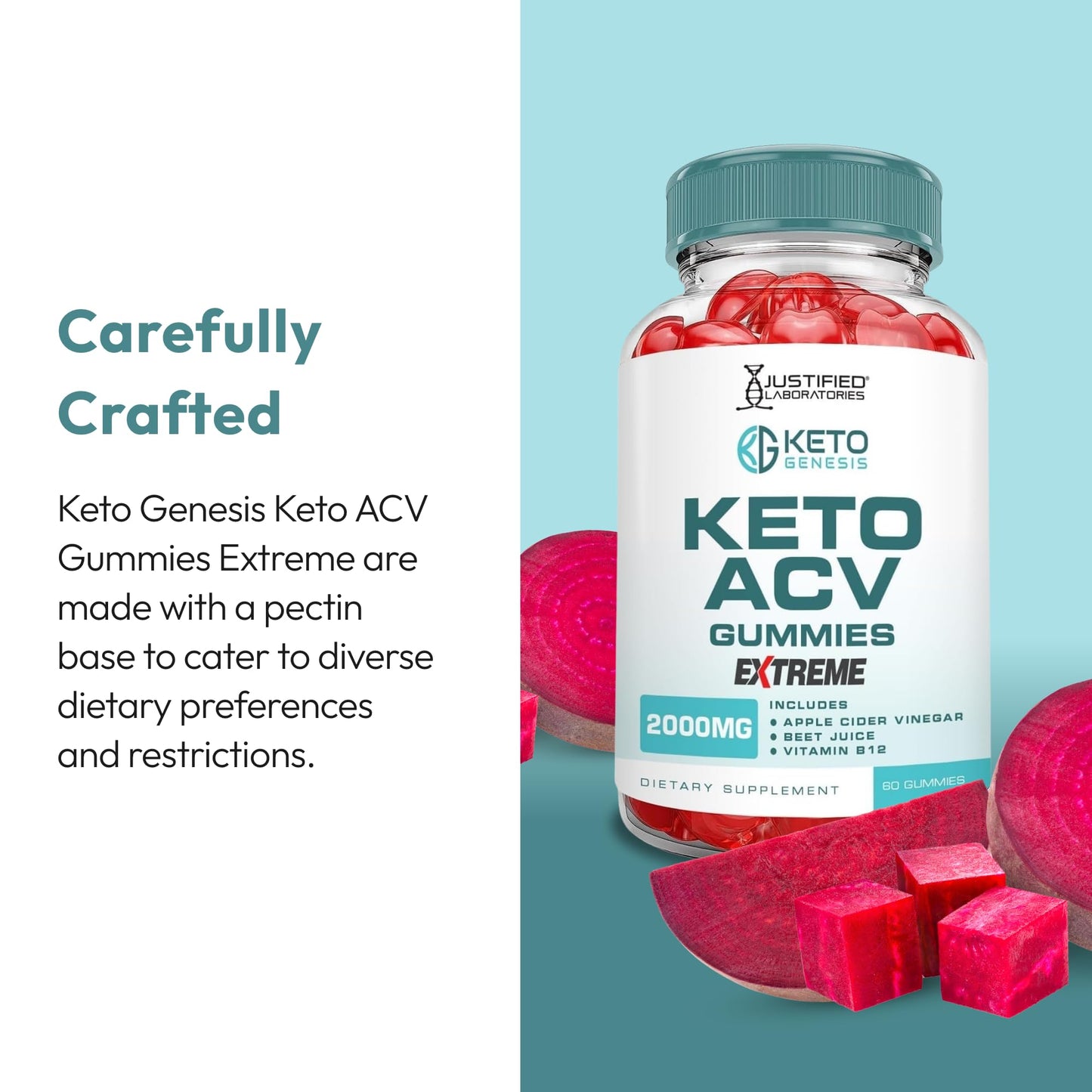 Justified Laboratories Keto Genesis Keto ACV Gummies Extreme 300 Count