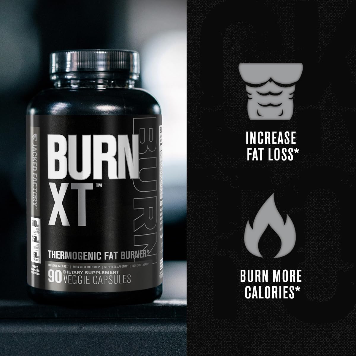 Jacked Factory Burn XT Black Thermogenic Fat Burner Capsule, 90 Count