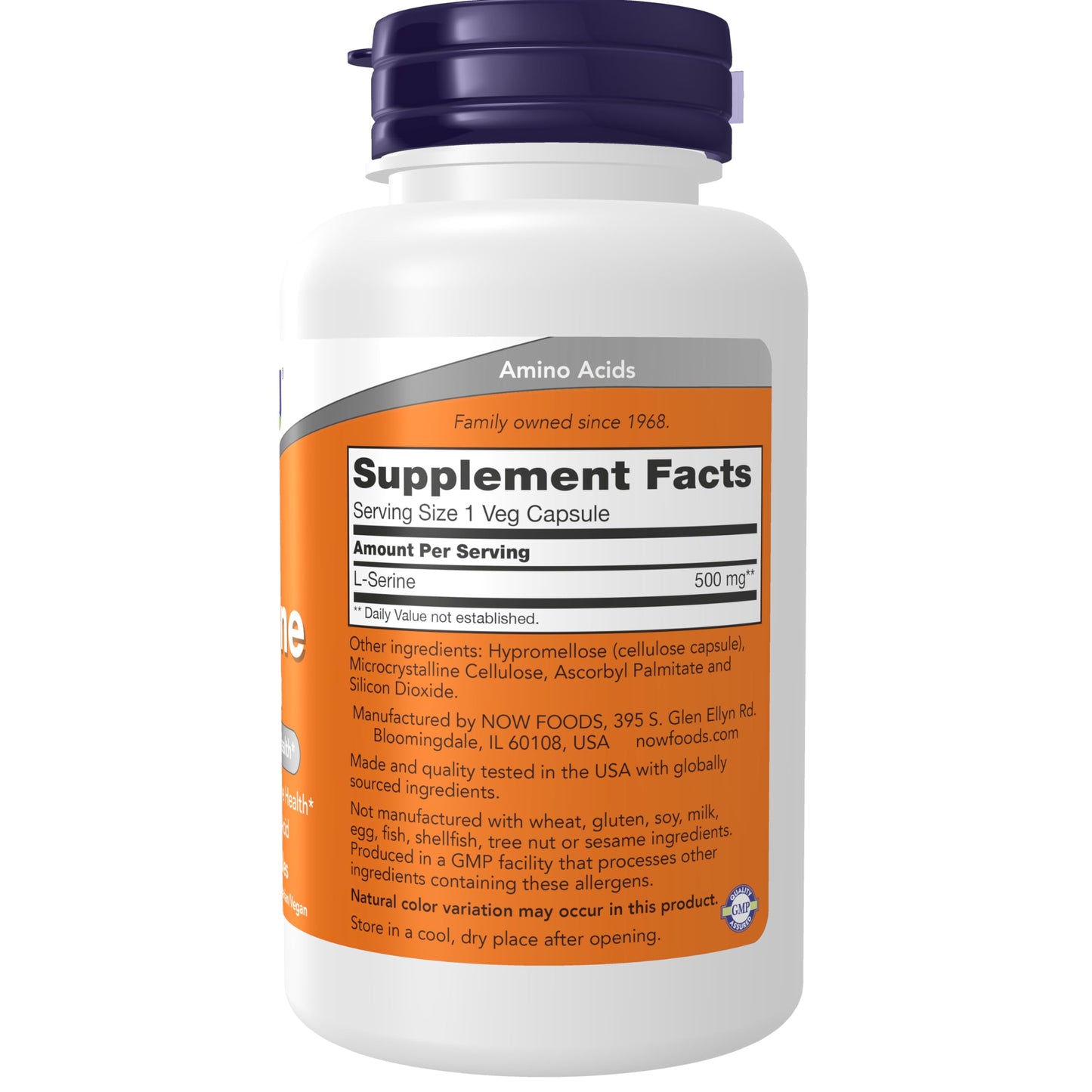NOW Foods L-Serine 500 Mg Capsule, 120 Veg Capsules
