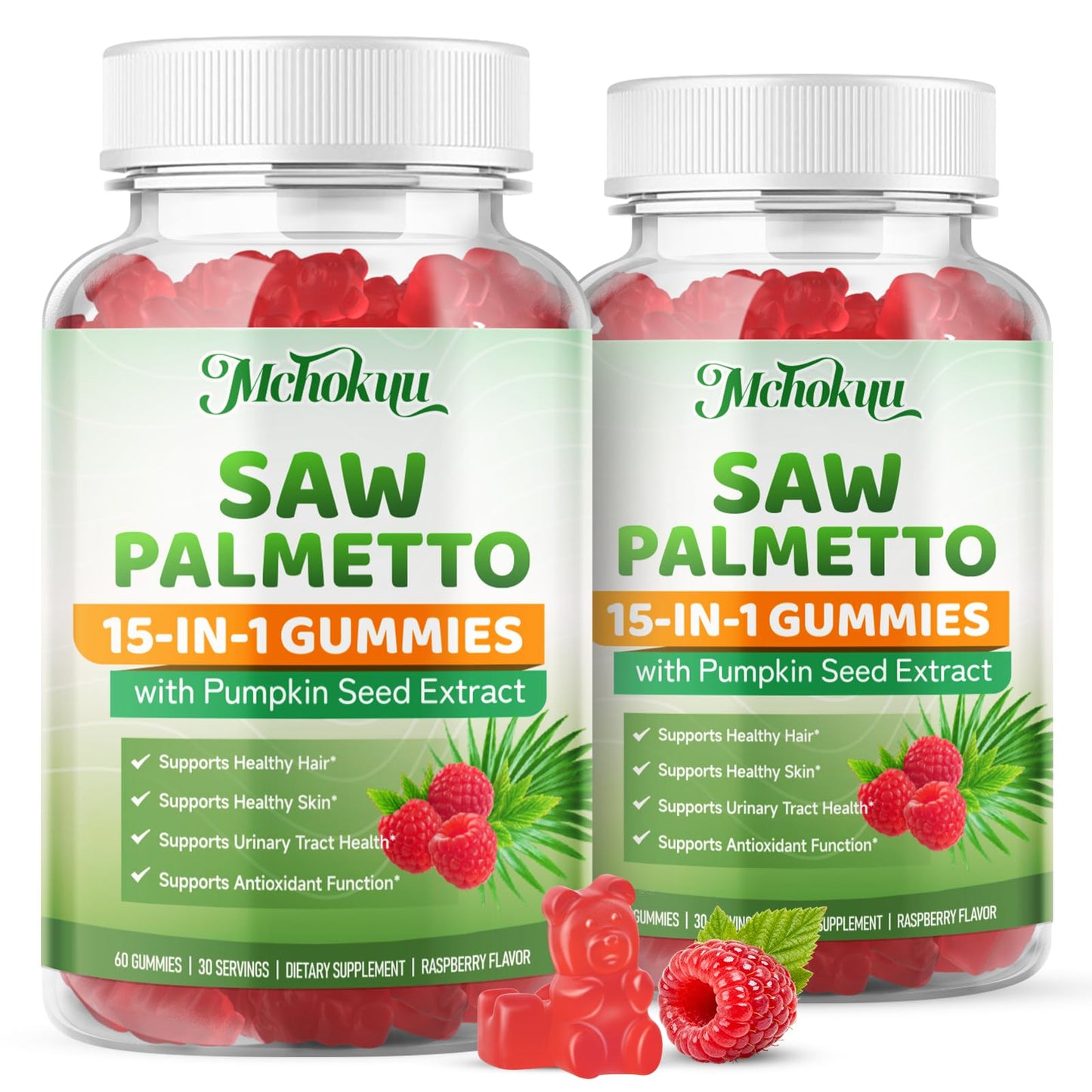 Mchokuu Saw Palmetto Gummies 200mg Supplement, 120 Count