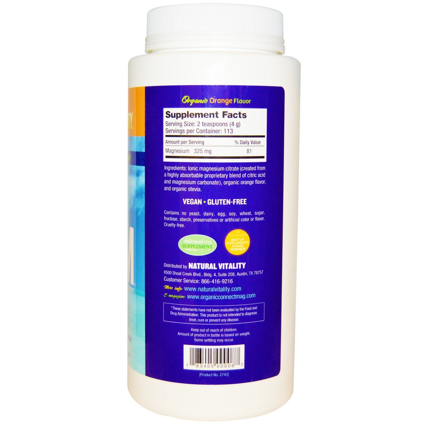Natural Vitality Vitamin Calm Orange Powder 16 Ounce