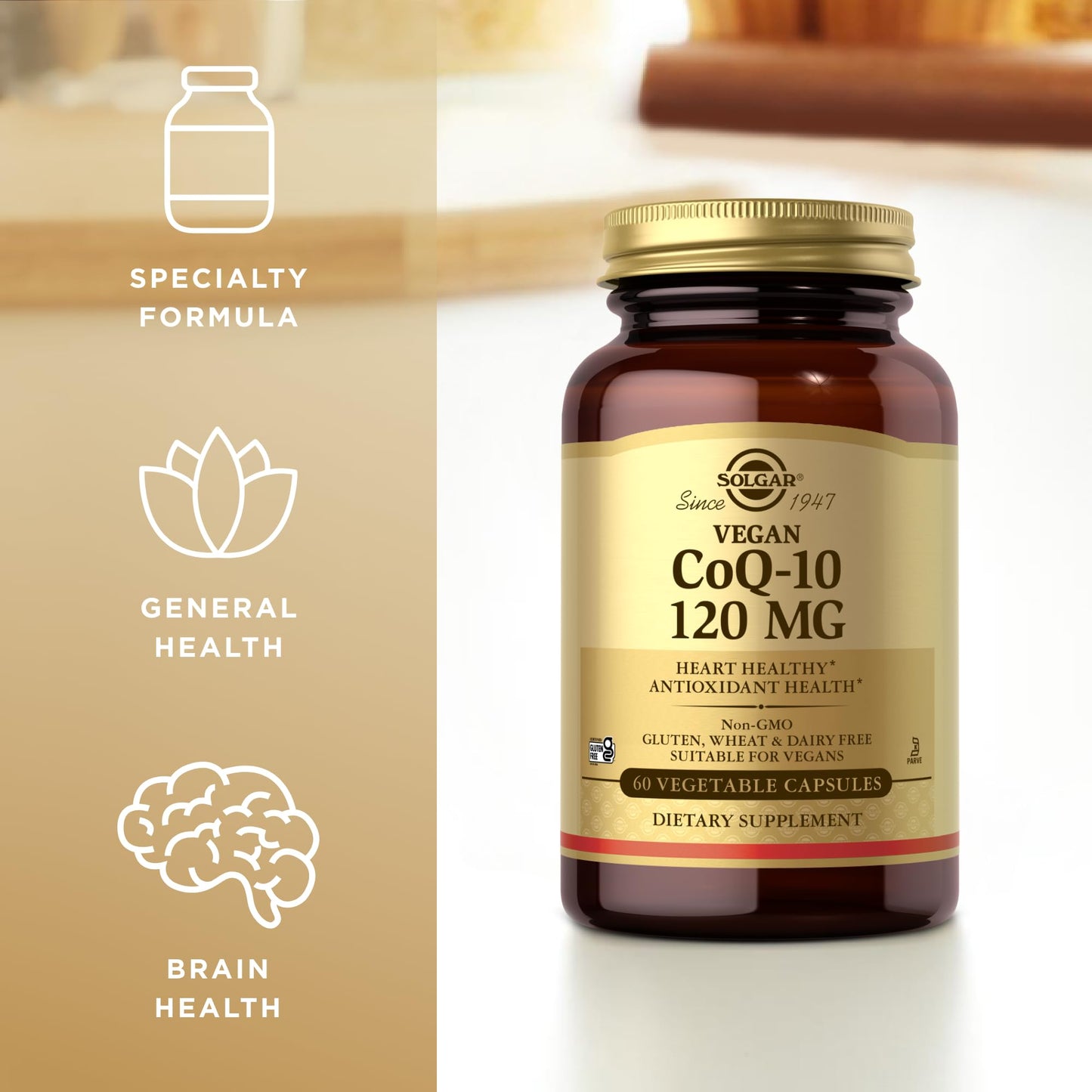Solgar Vegan CoQ-10 120 mg Vegetable Capsules, 60 Count