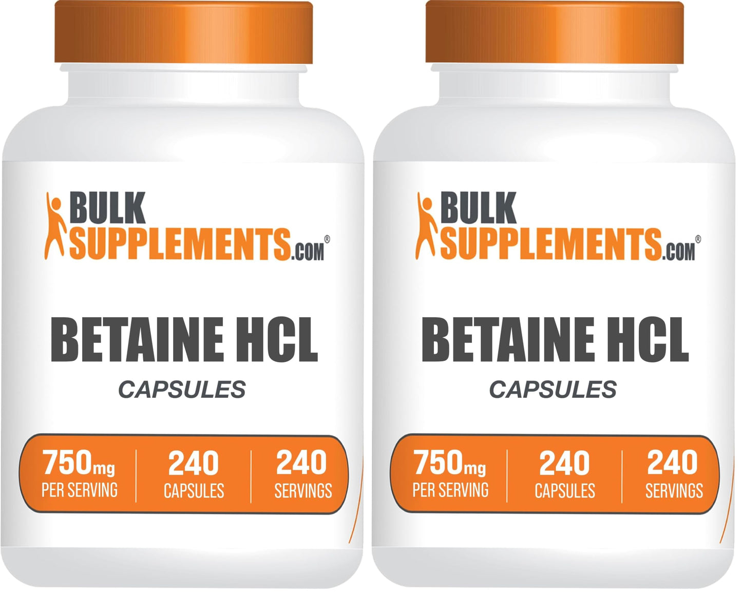 BulkSupplements Betaine HCl Capsules 750mg, Gluten Free, Digestive Support, 480 Capsules