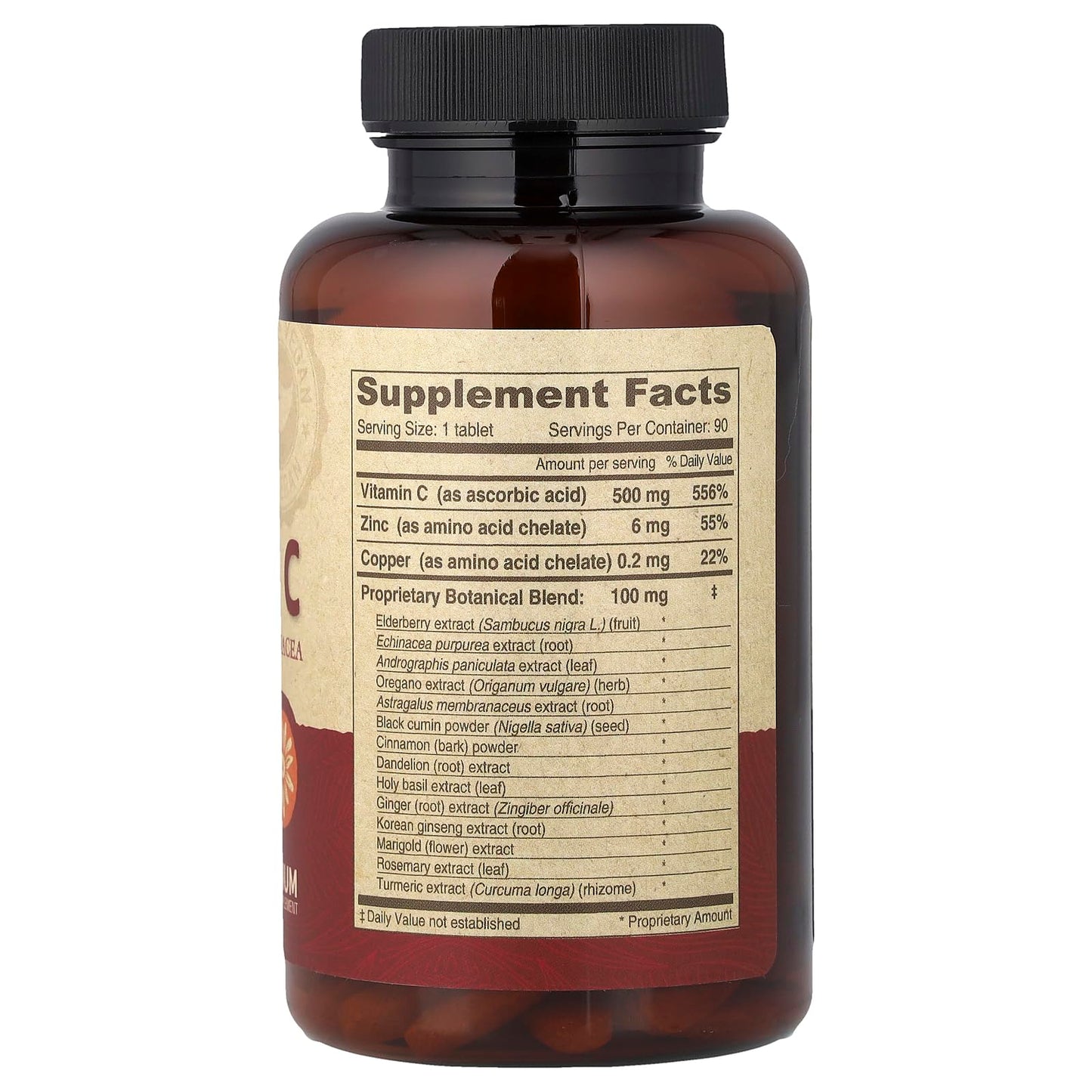 DEVA Vegan Vitamin C with Elderberry, Echinacea, Zinc, 90 Tablets