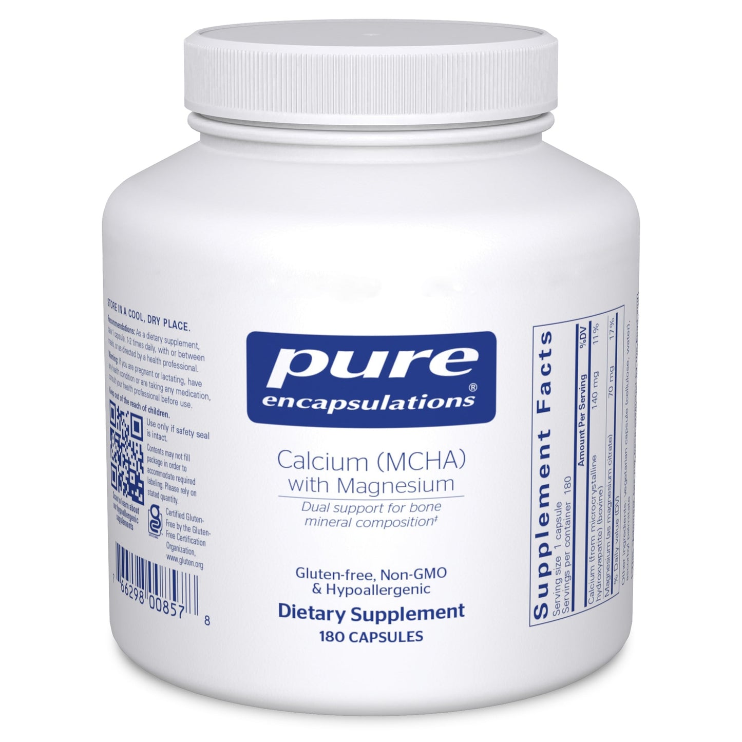 Pure Encapsulations Calcium MCHA with Magnesium Capsules 180