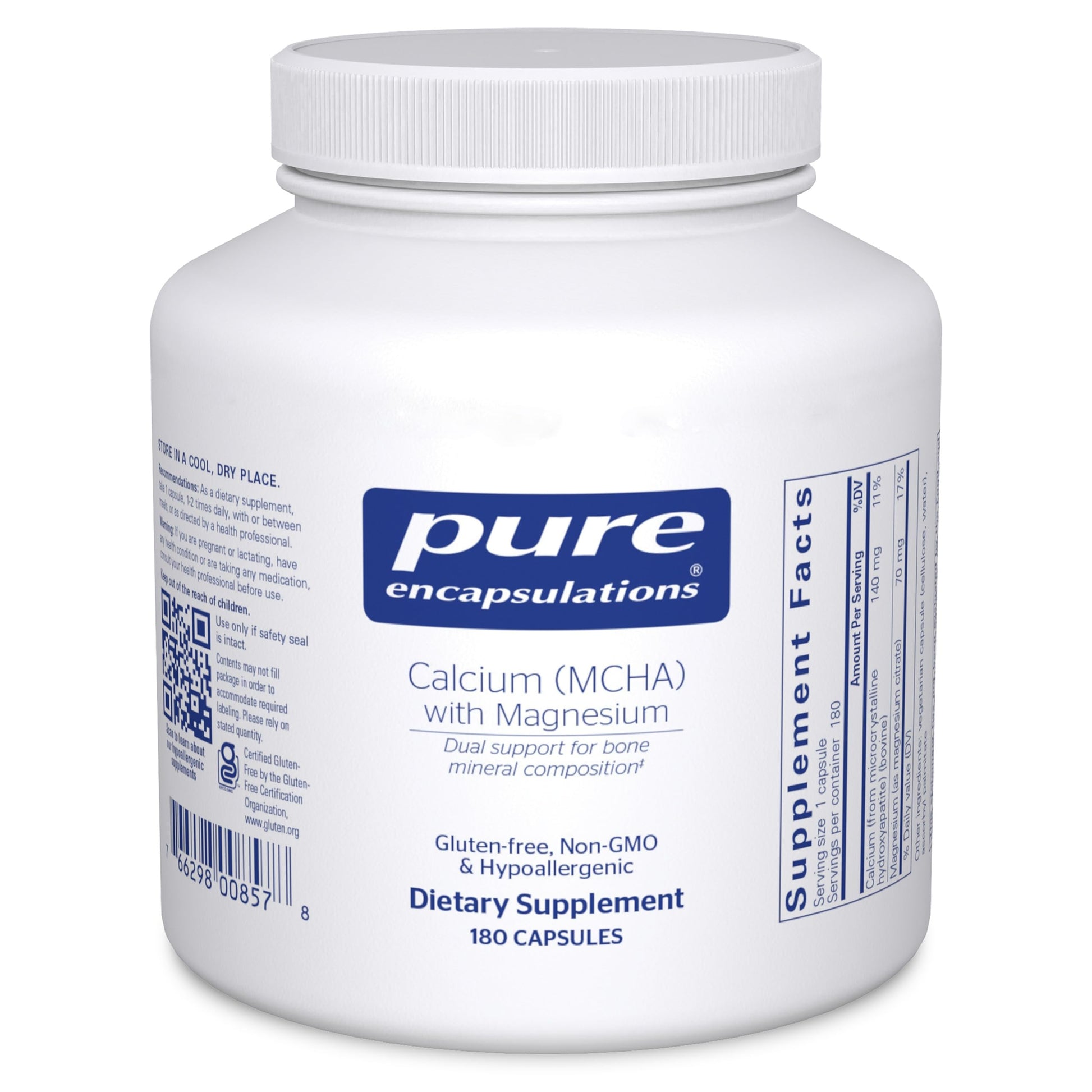 Pure Encapsulations Calcium MCHA with Magnesium Capsules 180