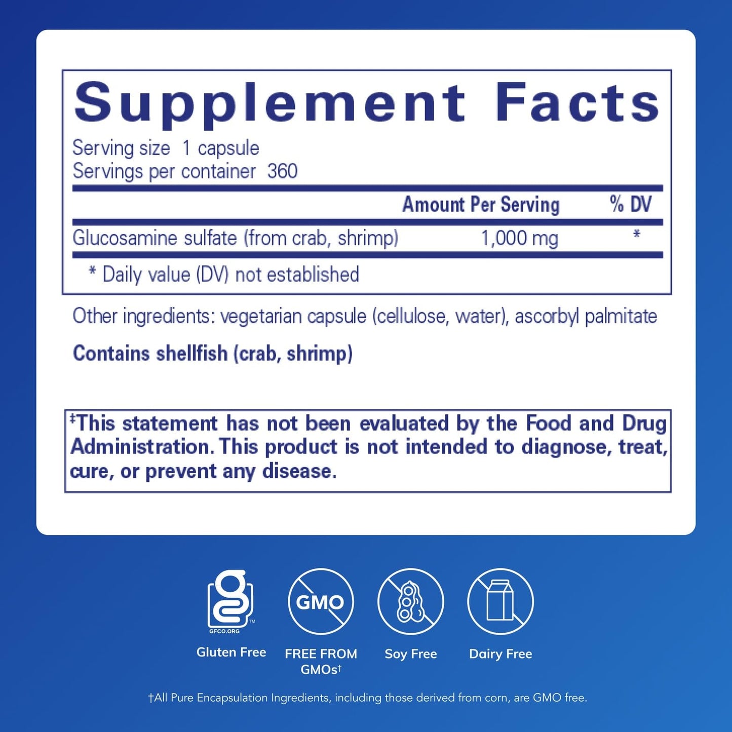 Pure Encapsulations Glucosamine Sulfate 1,000 mg, 360 Capsules