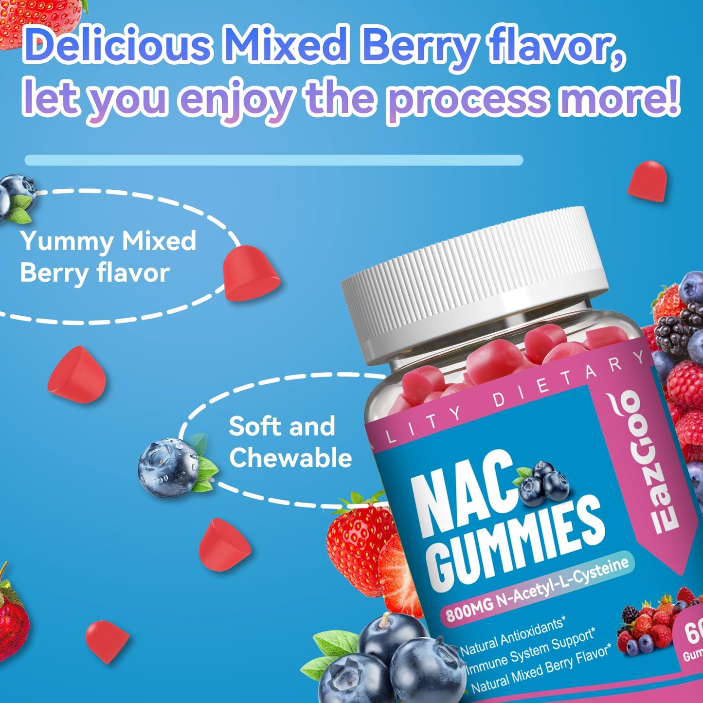 EAZGOO NAC Gummies 800mg Gummy, 60 Count