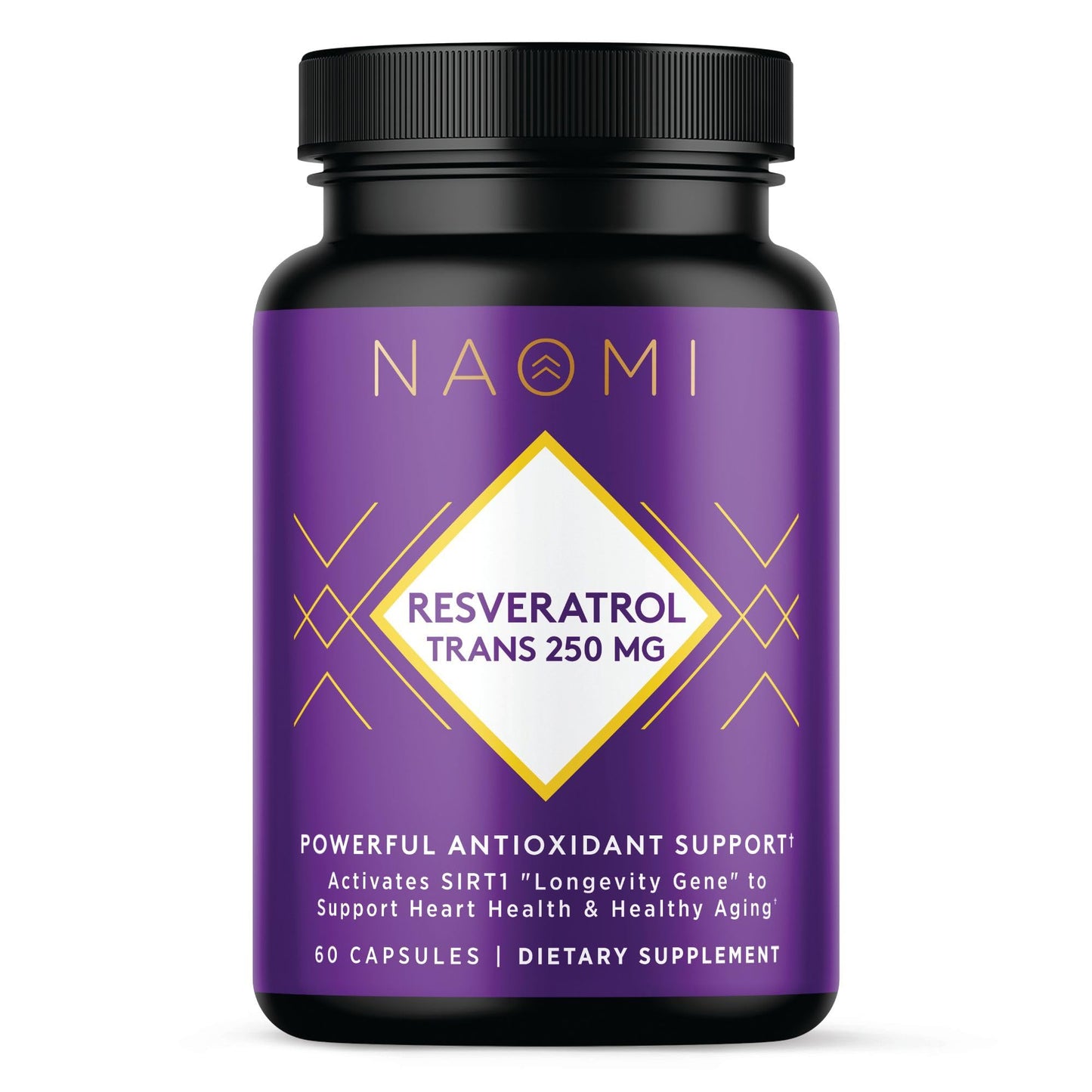 NAOMI Organic Resveratrol 250mg + Quercetin Trans-Resveratrol from Organic Sources, Non-GMO, Vegan Capsules, 60 Count