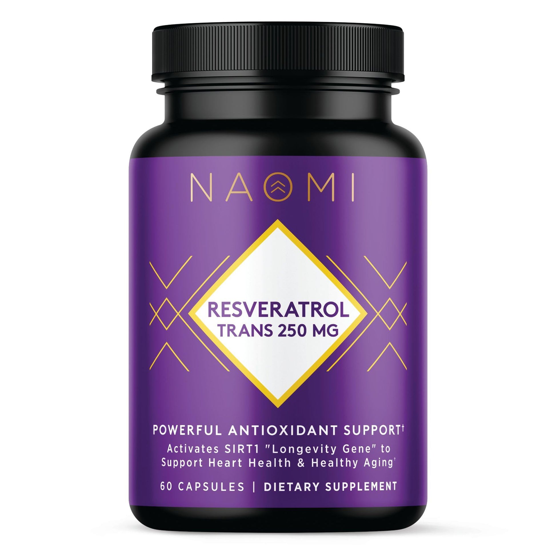NAOMI Organic Resveratrol 250mg + Quercetin Trans-Resveratrol from Organic Sources, Non-GMO, Vegan Capsules, 60 Count