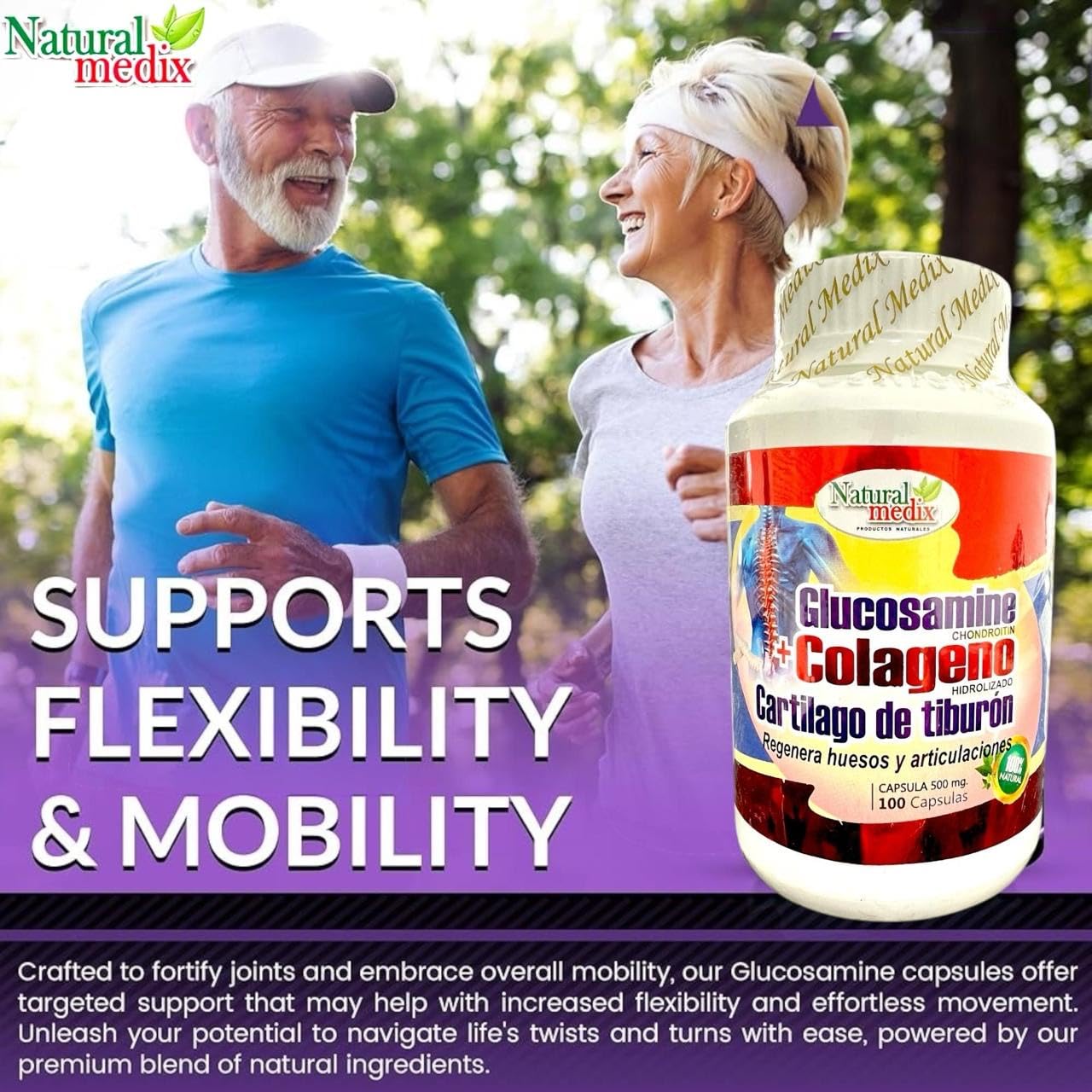 Natural medix Glucosamine Chondroitin + Hydrolyzed Collagen + Cartilage Complex Capsule, 1 Count