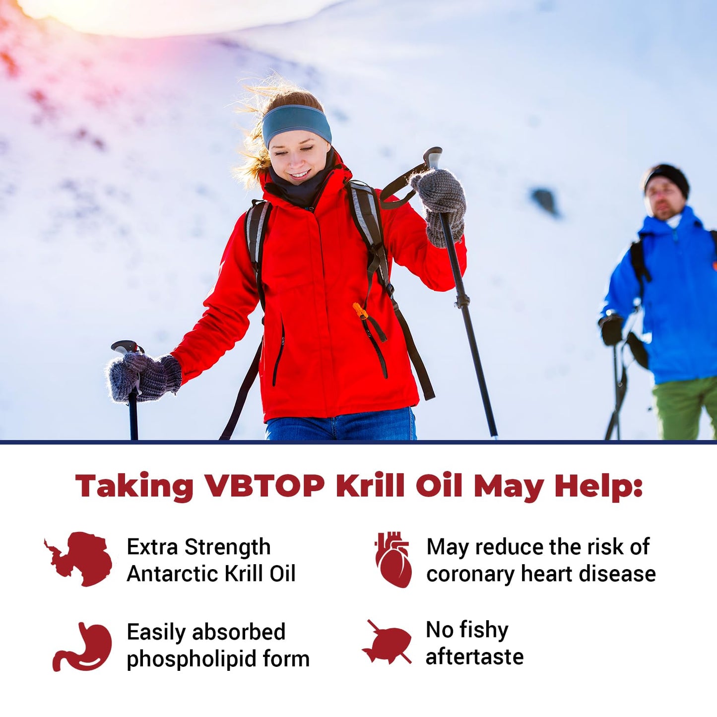 VBTOP Antarctic Krill Oil 1200mg, Omega-3 EPA DHA, Astaxanthin Softgel, 120