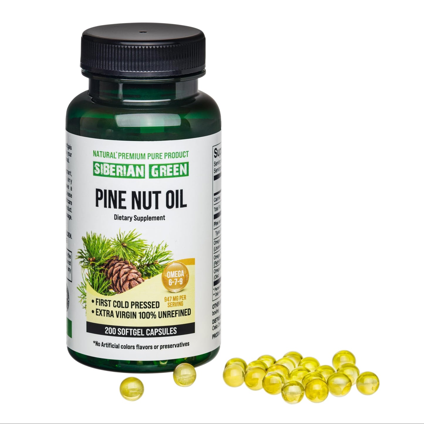 Siberian Green Pine Nut Oil Softgels 200 Count