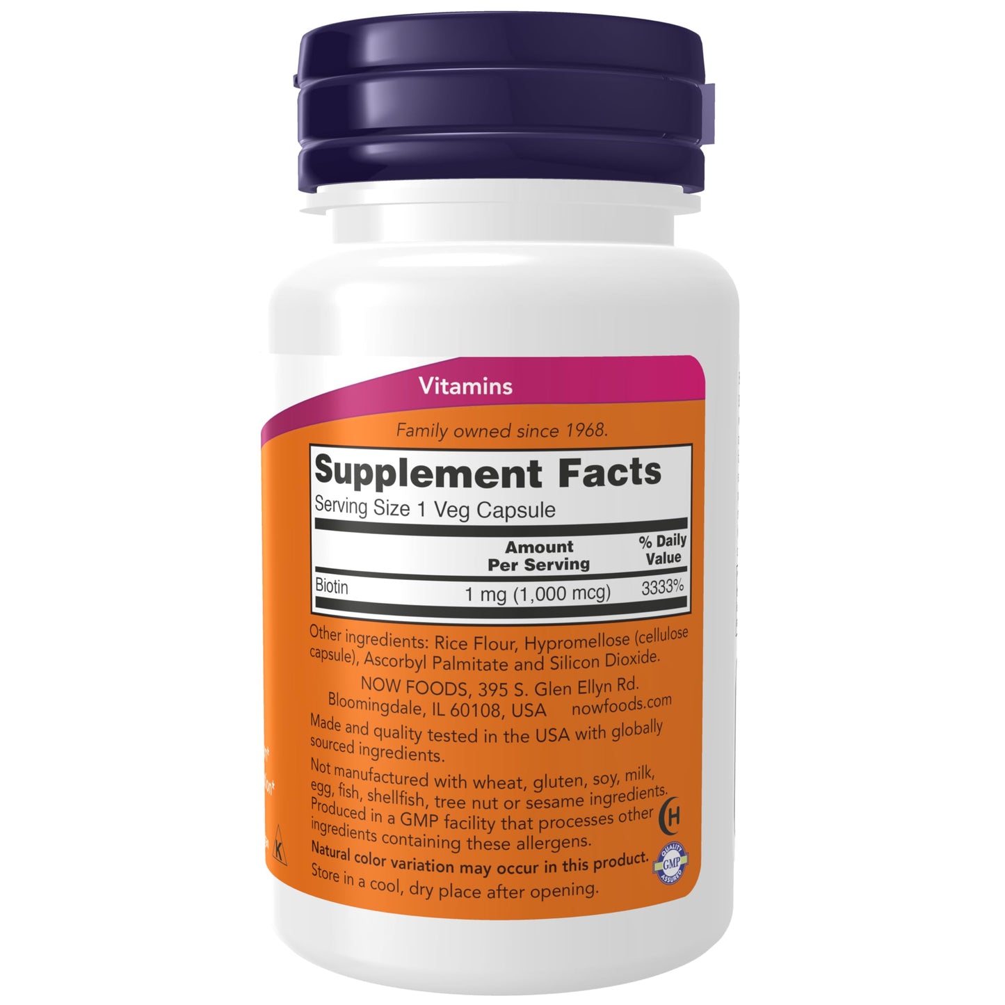 NOW Foods Biotin 1,000 mcg Capsule, Amino Acid Metabolism*, Energy Production*, 100 Count