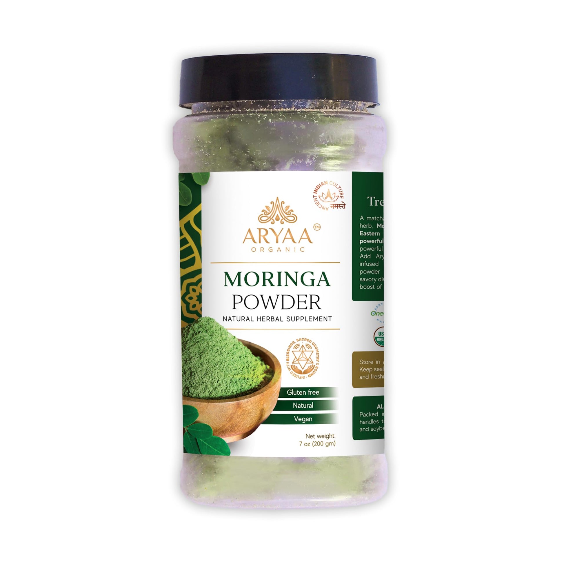 Aryaa Organic Moringa Powder – Energy Infused (7.05), 200 g