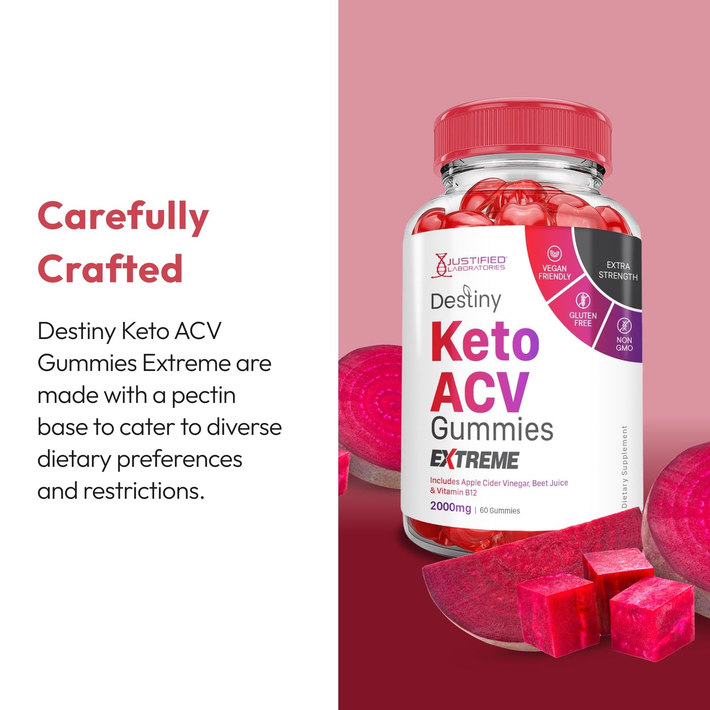 Justified Laboratories Destiny Keto ACV Gummies Extreme 180 Count