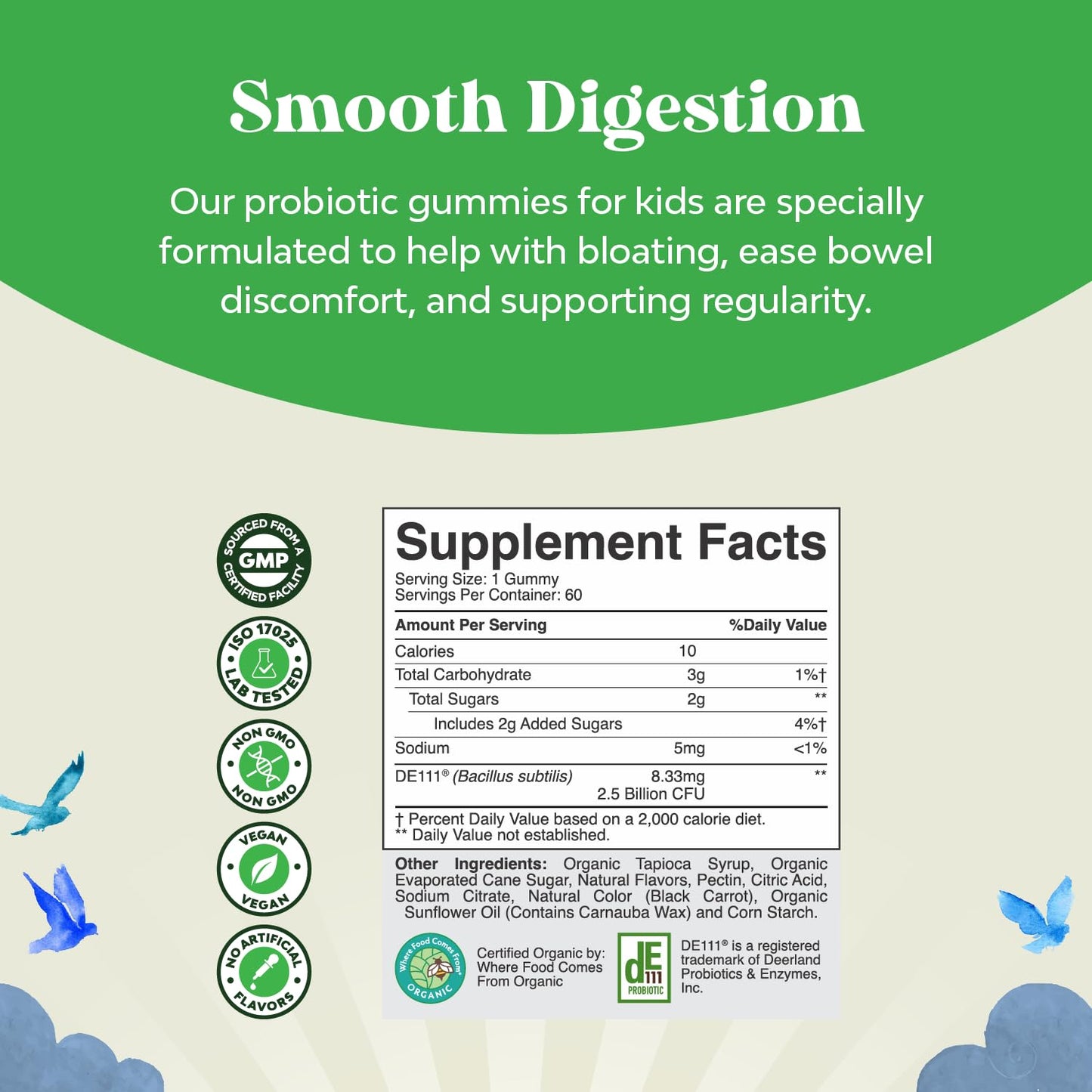 Natures Craft USDA Organic Kids Probiotic Gummies 60 Count