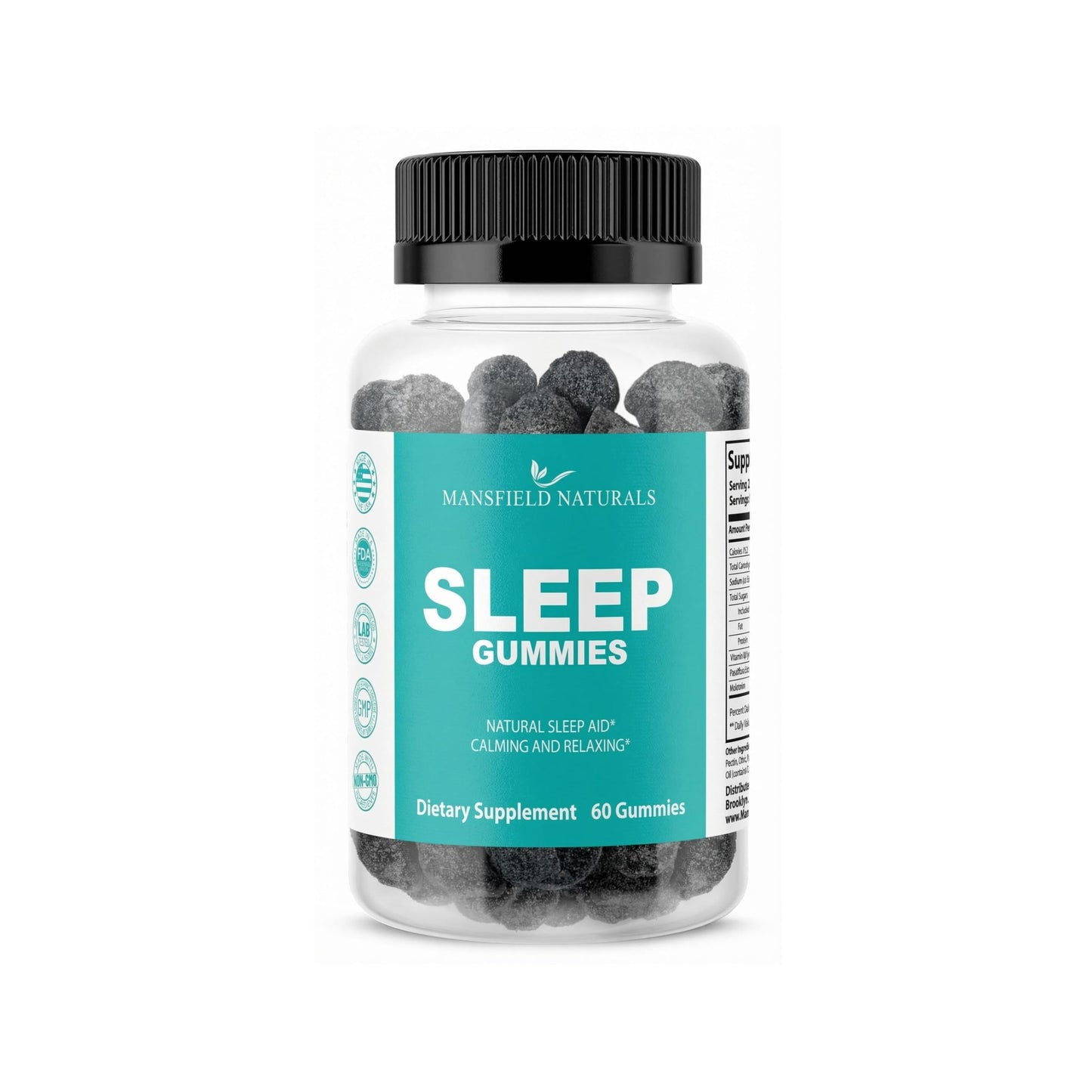 Mansfield Naturals Sleep Gummies with Melatonin, L-Theanine & Botanicals, Gummy, 60 Count