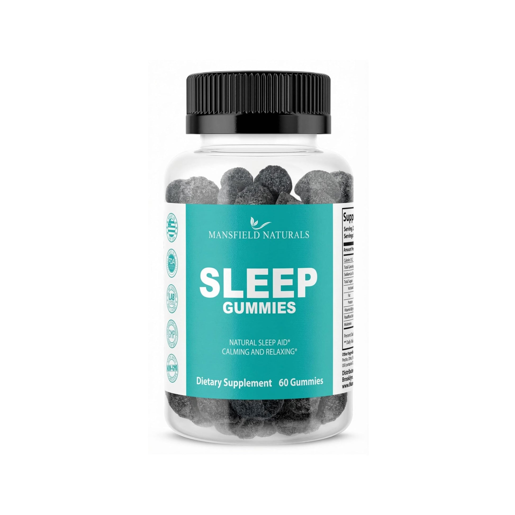 Mansfield Naturals Sleep Gummies with Melatonin, L-Theanine & Botanicals, Gummy, 60 Count