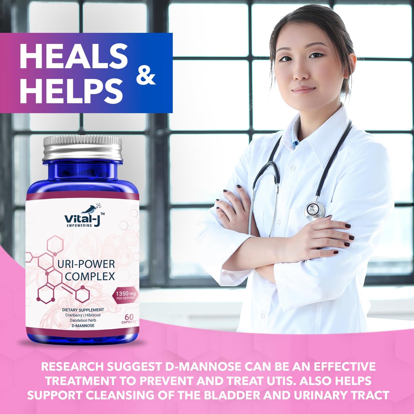 Vital-J Empowering 4-In-1 URI Power Complex 1350mg Capsule, 120 Count
