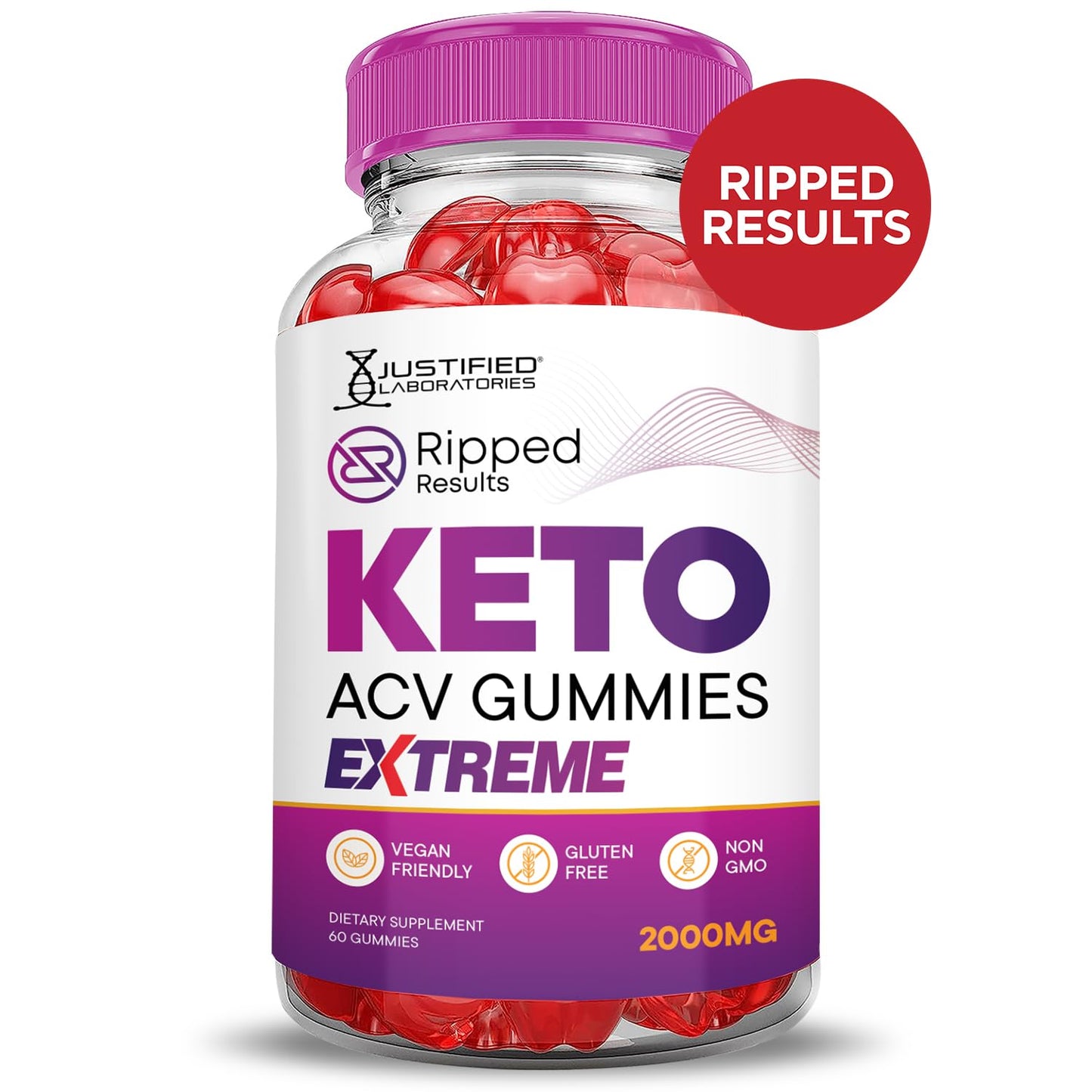 Justified Laboratories Ripped Results Keto ACV 600 Gummies