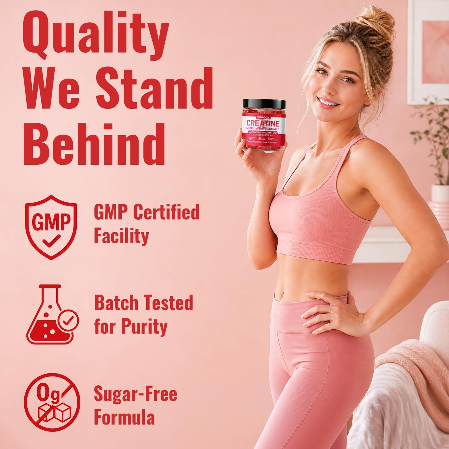 SUOOCH Creatine Gummies for Women, Gummy, 120 Count