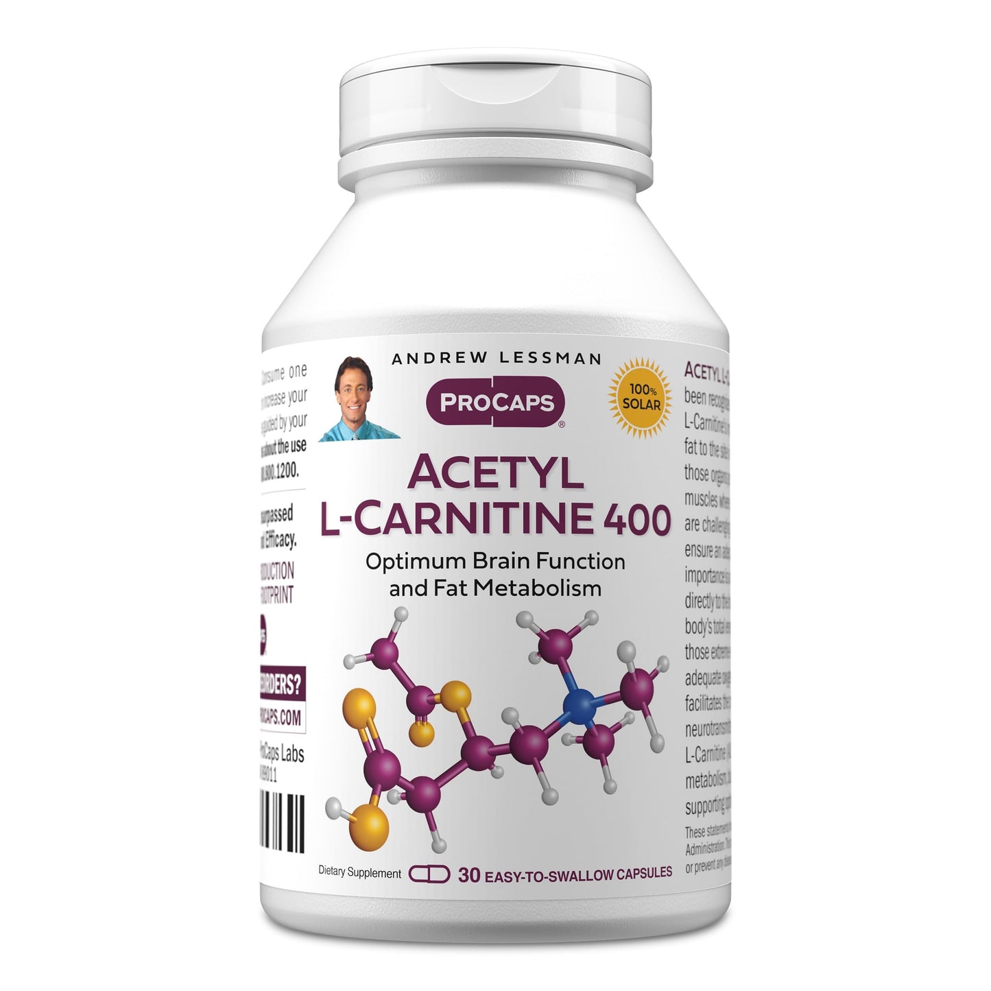ANDREW LESSMAN Acetyl L-Carnitine 400 mg Capsule, 30 Count
