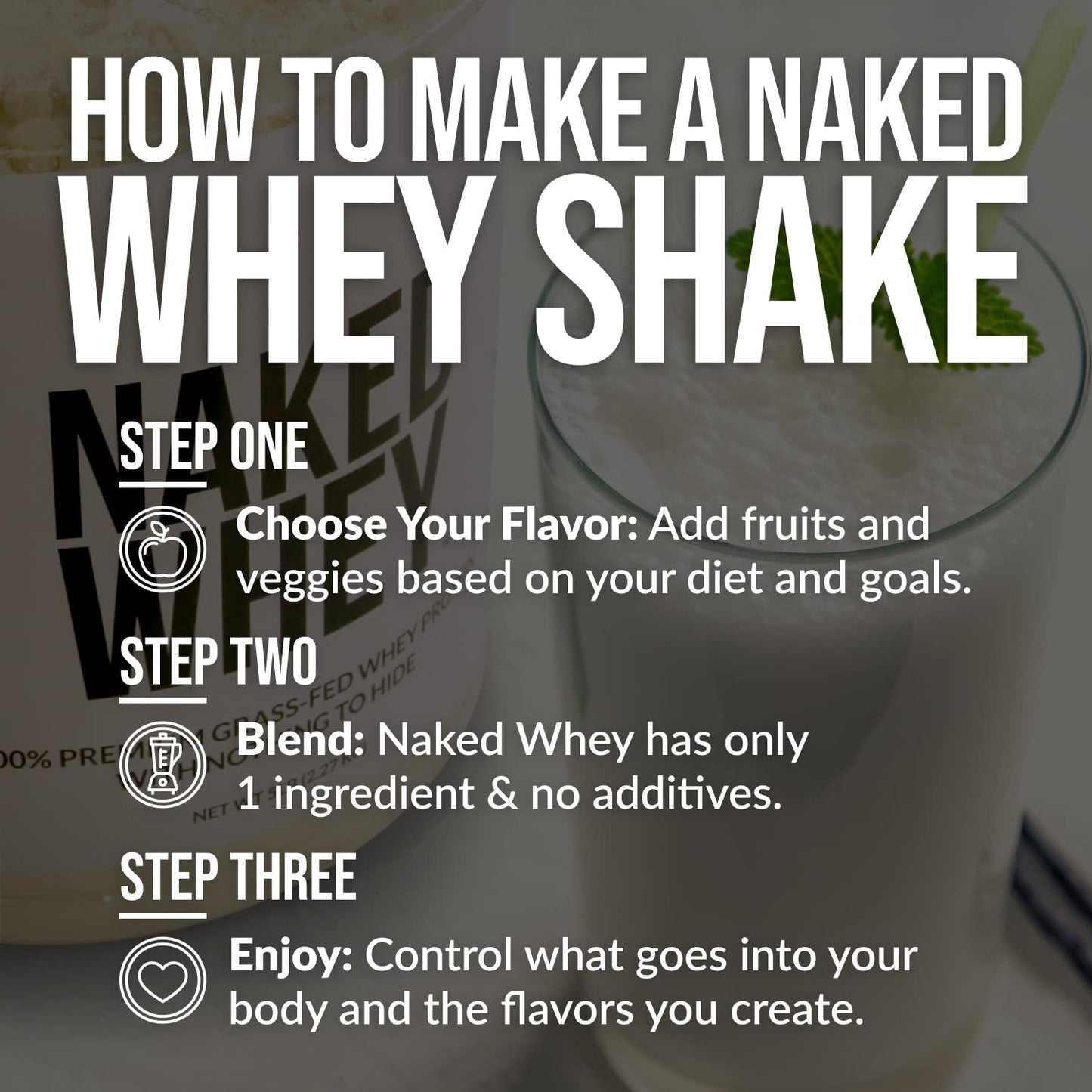 NAKED Whey Protein Powder, 16 oz