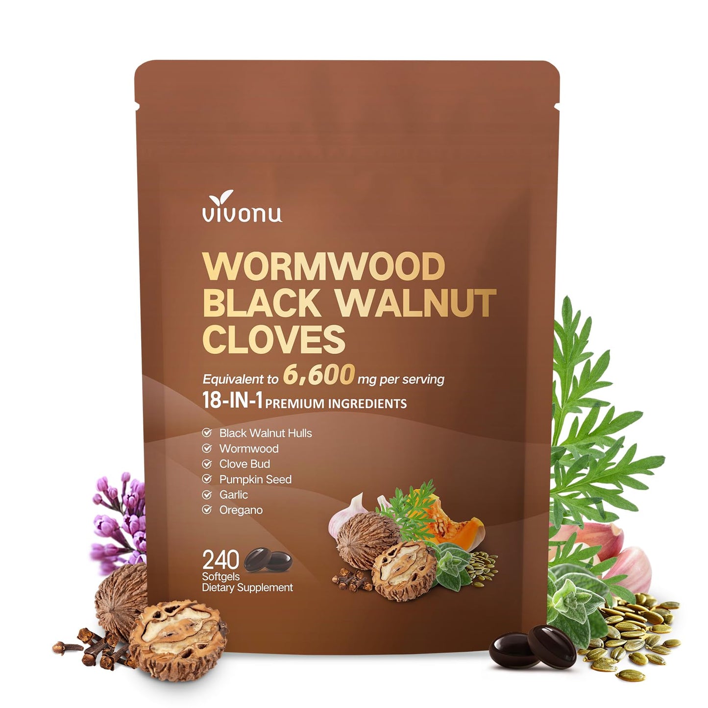 VivoNu Black Walnut Wormwood Clove Softgel 240 Softgels