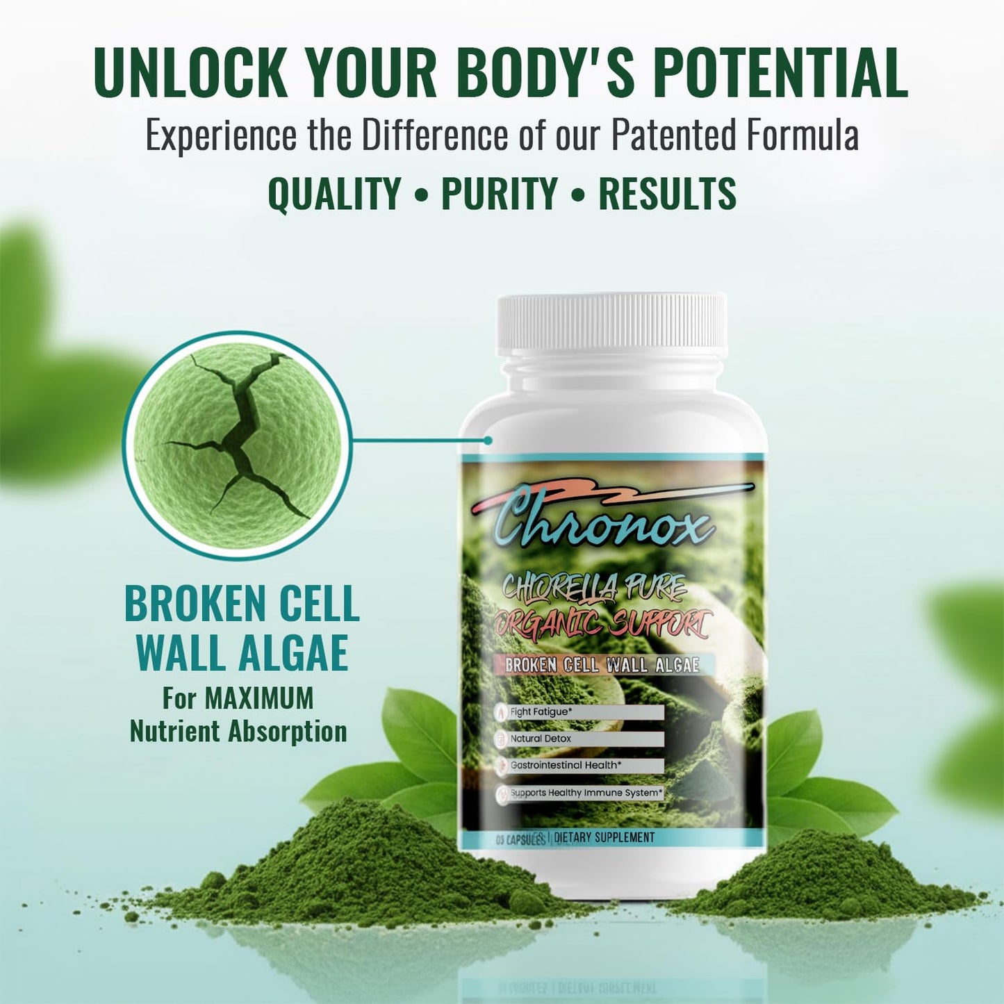 Chronox Chlorella Pure Organic Supplement for Everyday Use Capsule 60 Count