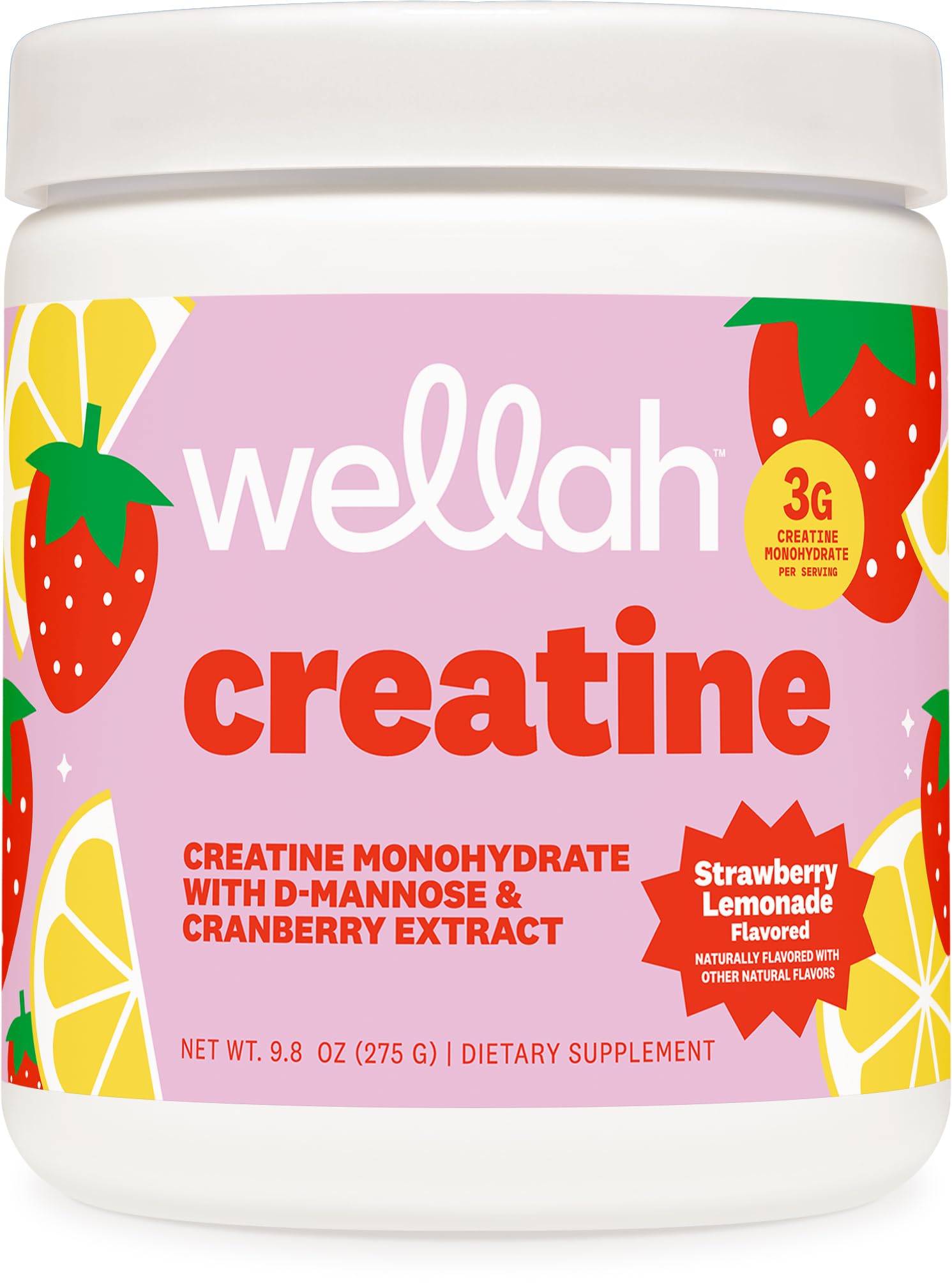 Wellah Creatine for Women Creatine Monohydrate with Dandelion & Cranberry Extract Powder, 50 Servings
