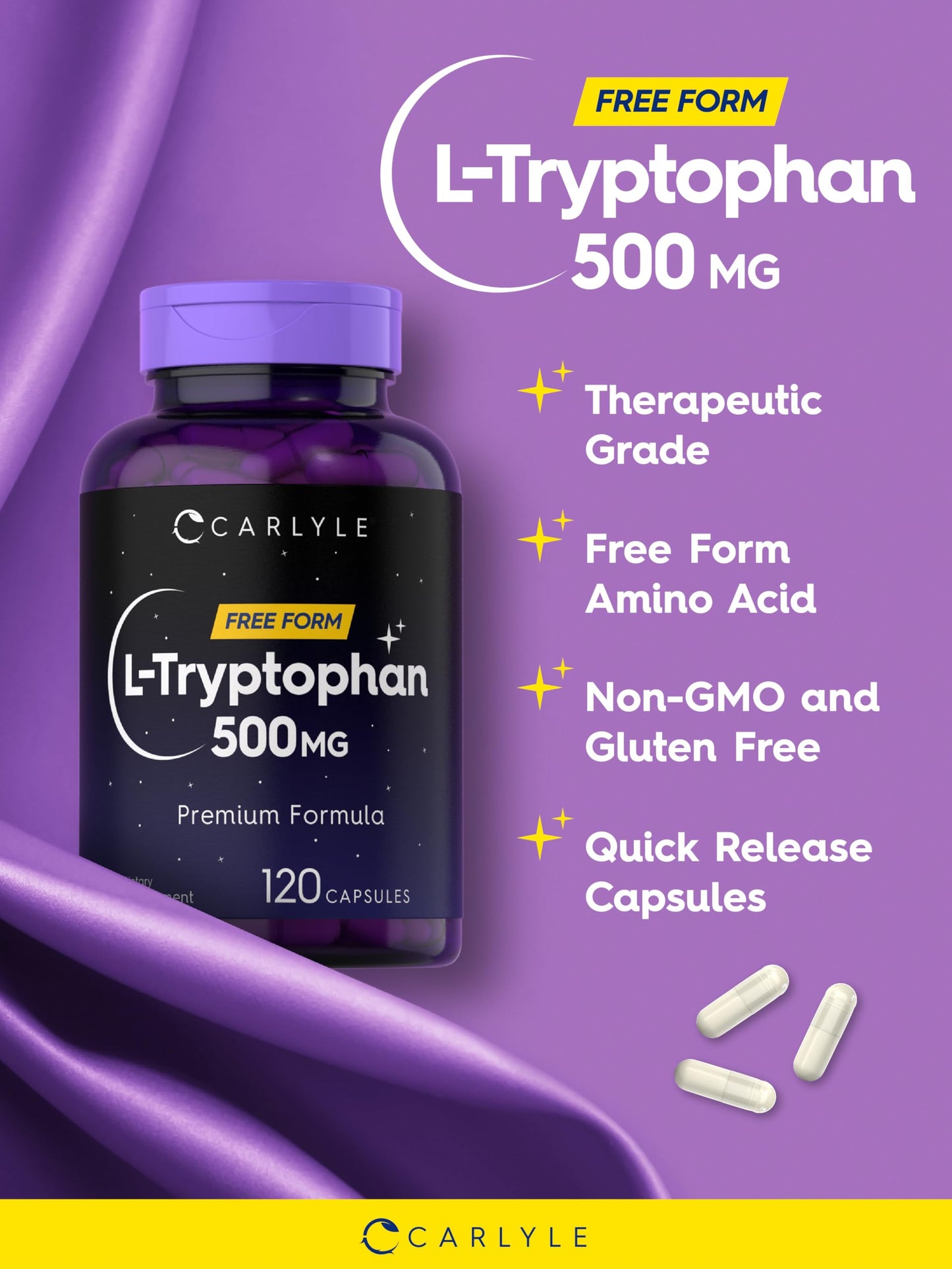 Carlyle L-Tryptophan 500mg Capsule 120 Count