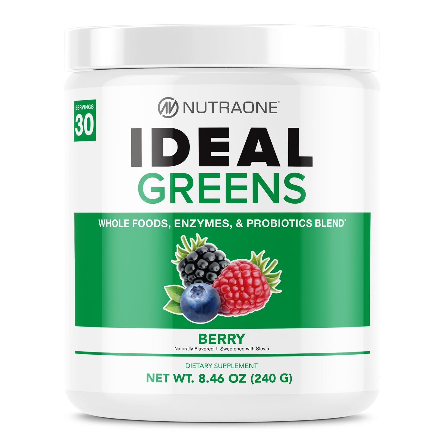 NutraOne Ideal Greens Antioxidant and Nutrient-Rich Superfood Greens Powder Berry, 8.46 Ounce