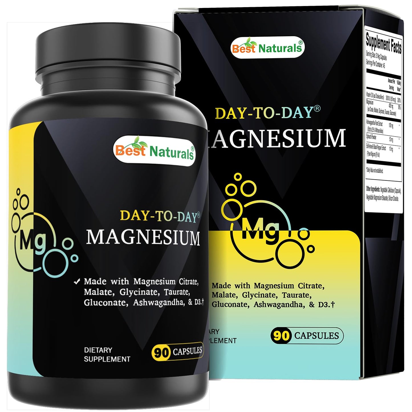 Best Naturals Day-to-Day Magnesium Supplement 400 mg Capsules, 90 Count