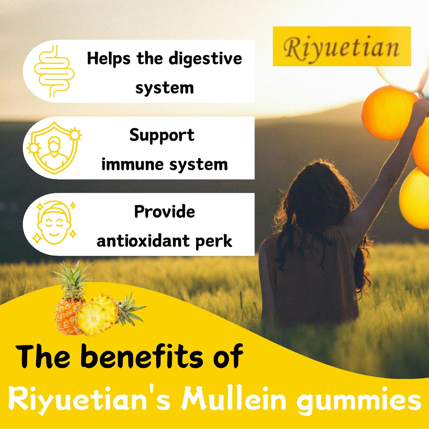 Riyuetian Mullein Gummies, 120 Gummies