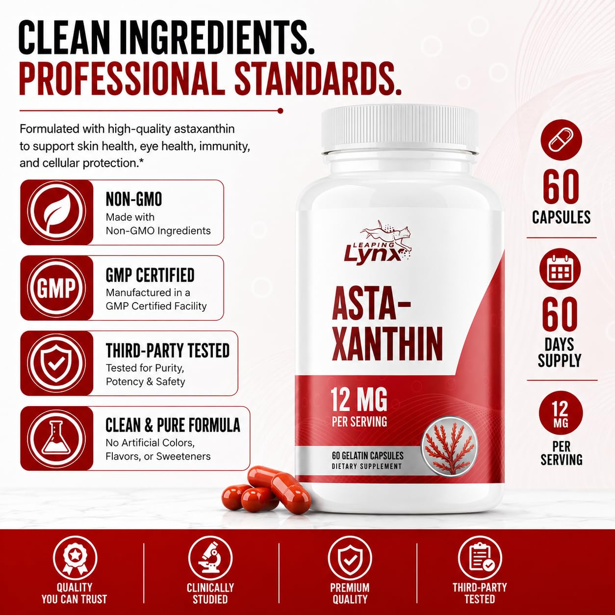 Leaping Lynx Astaxanthin 12mg Capsule 60 Count