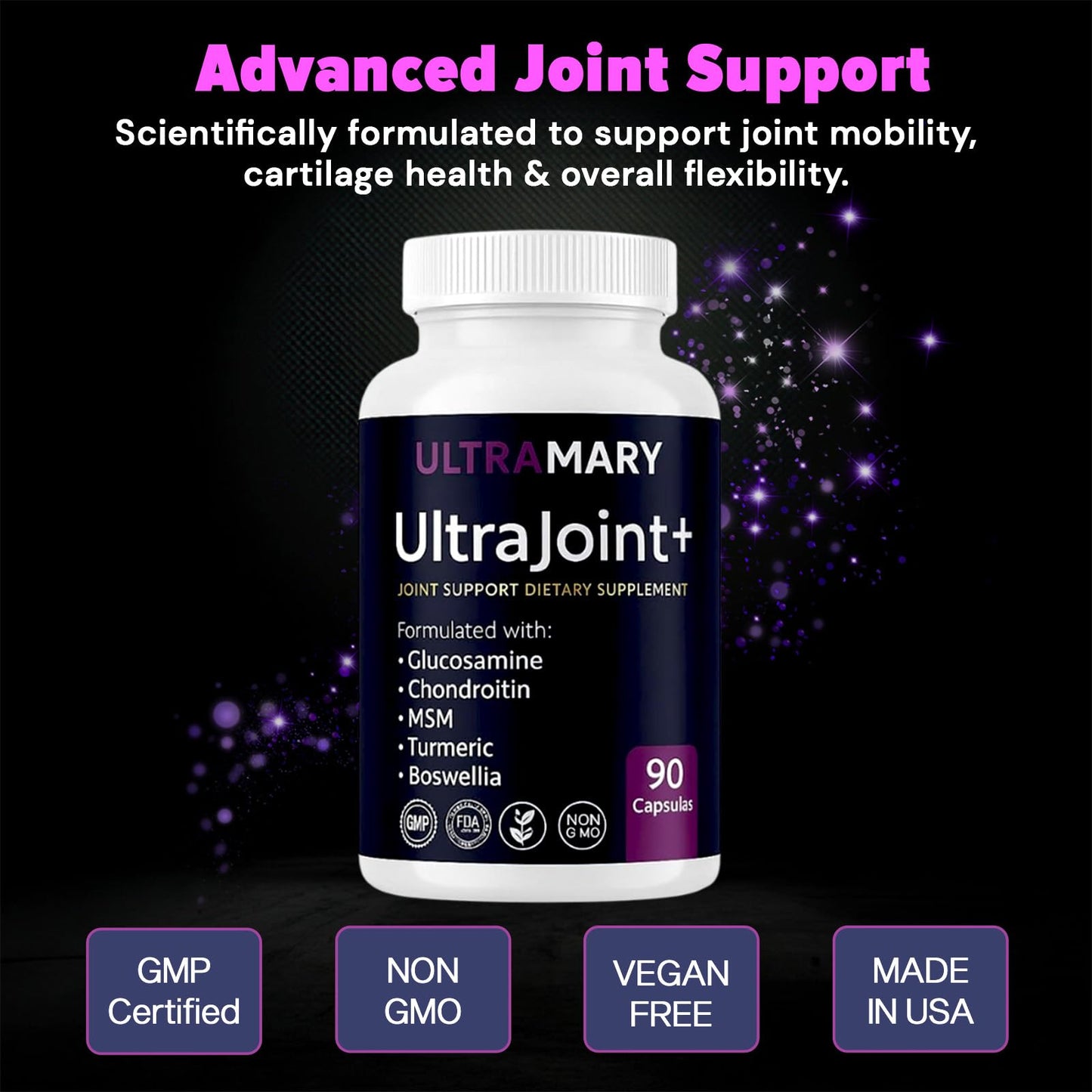 Ultra Mary Glucosamine Chondroitin MSM Turmeric Joint Support Capsules 90 Capsules