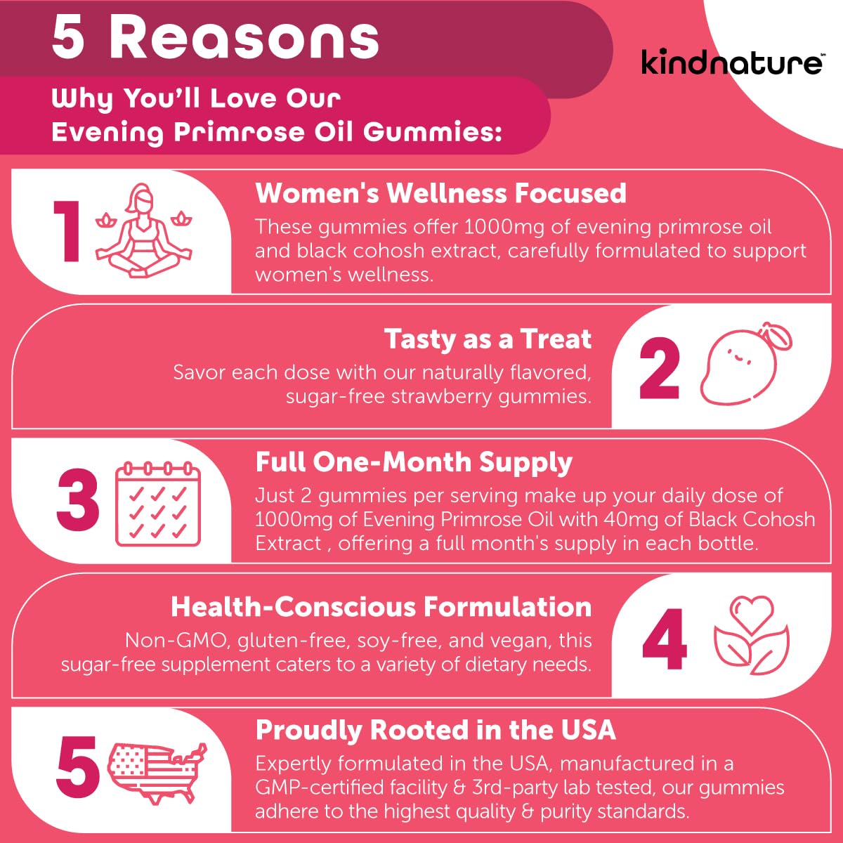 kindnature Evening Primrose Oil Gummies 60 Count