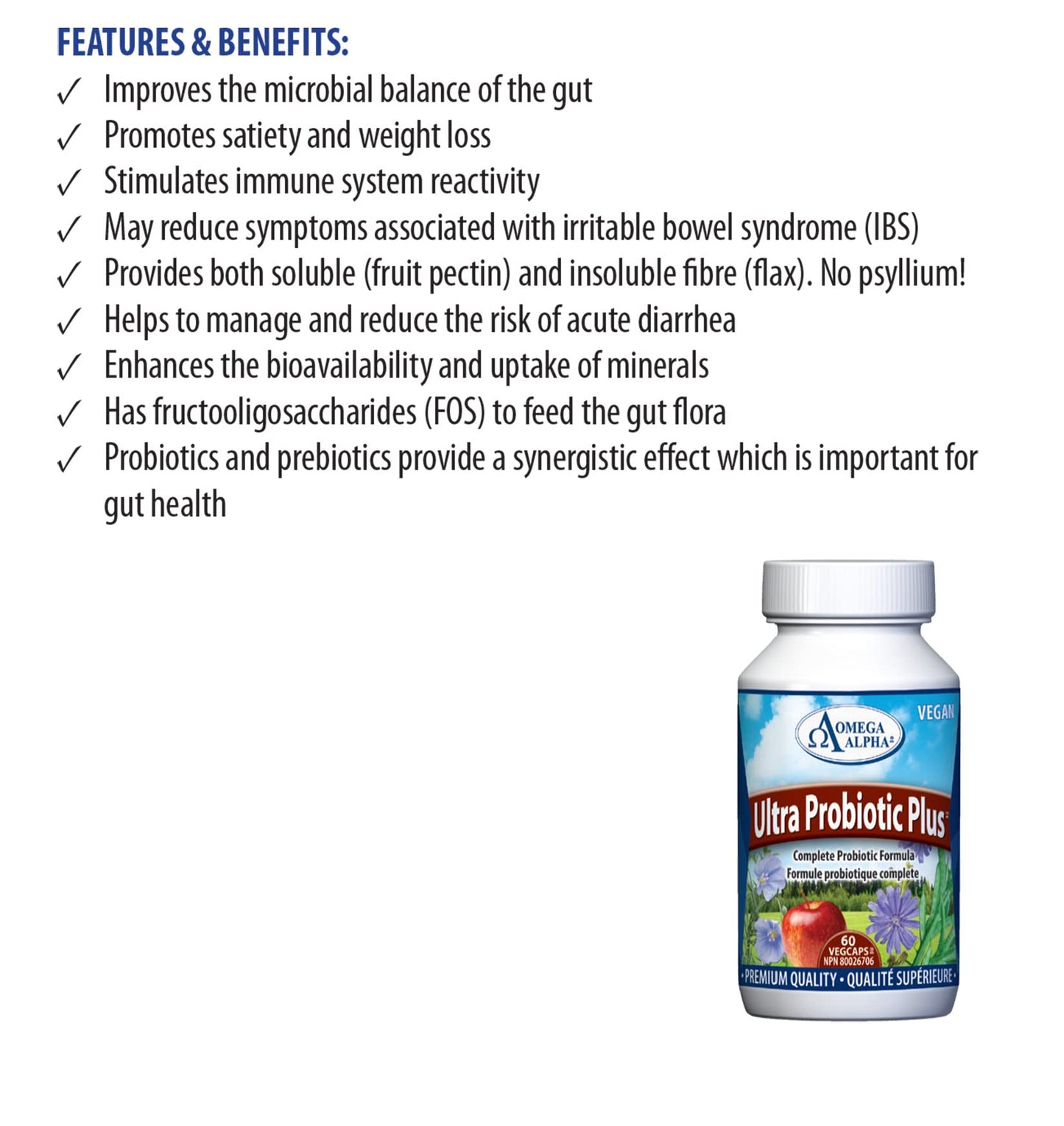 Omega Alpha Ultra Probiotic Plus Capsule 60 Count