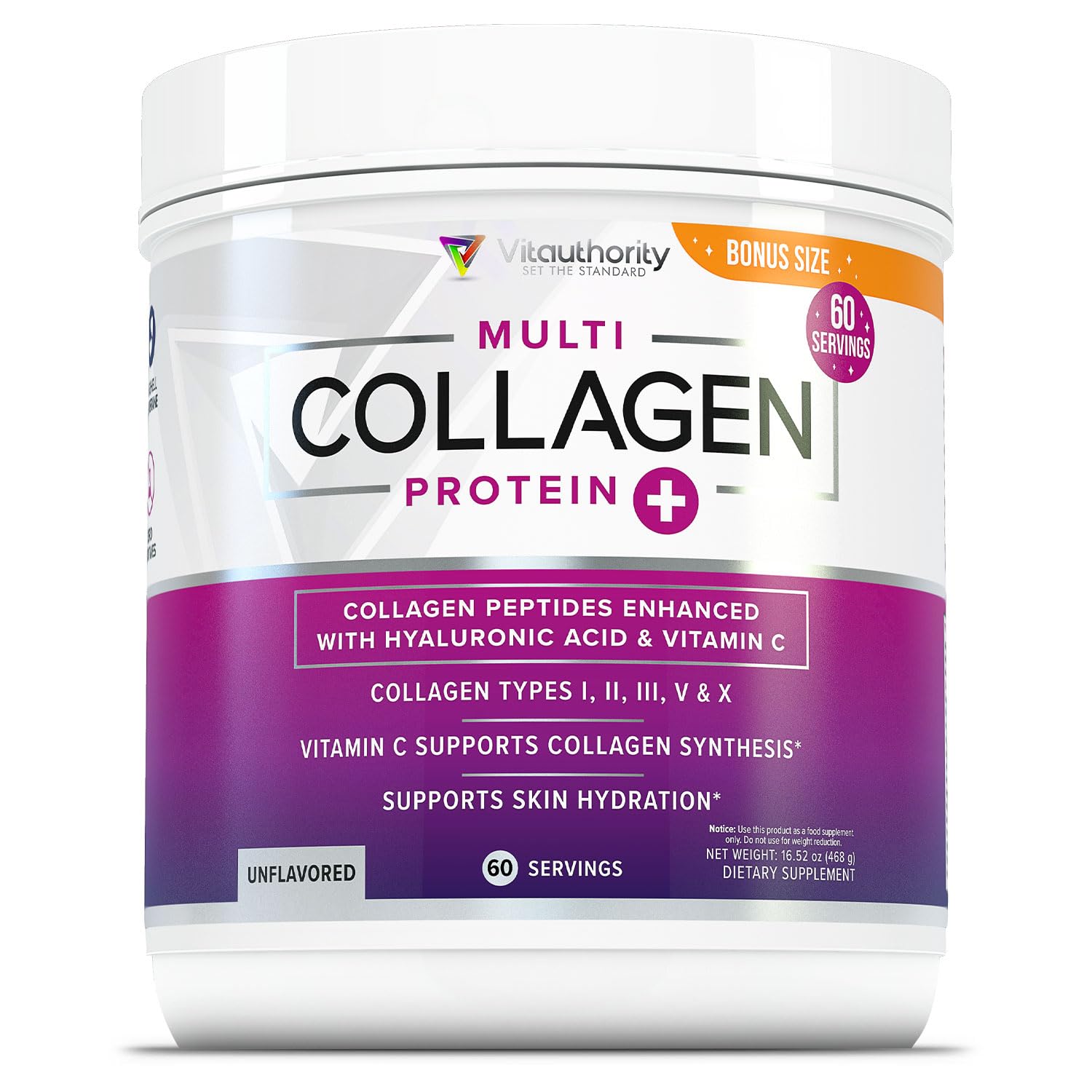 Vitauthority Multi Collagen Peptides Powder, 16.52 oz